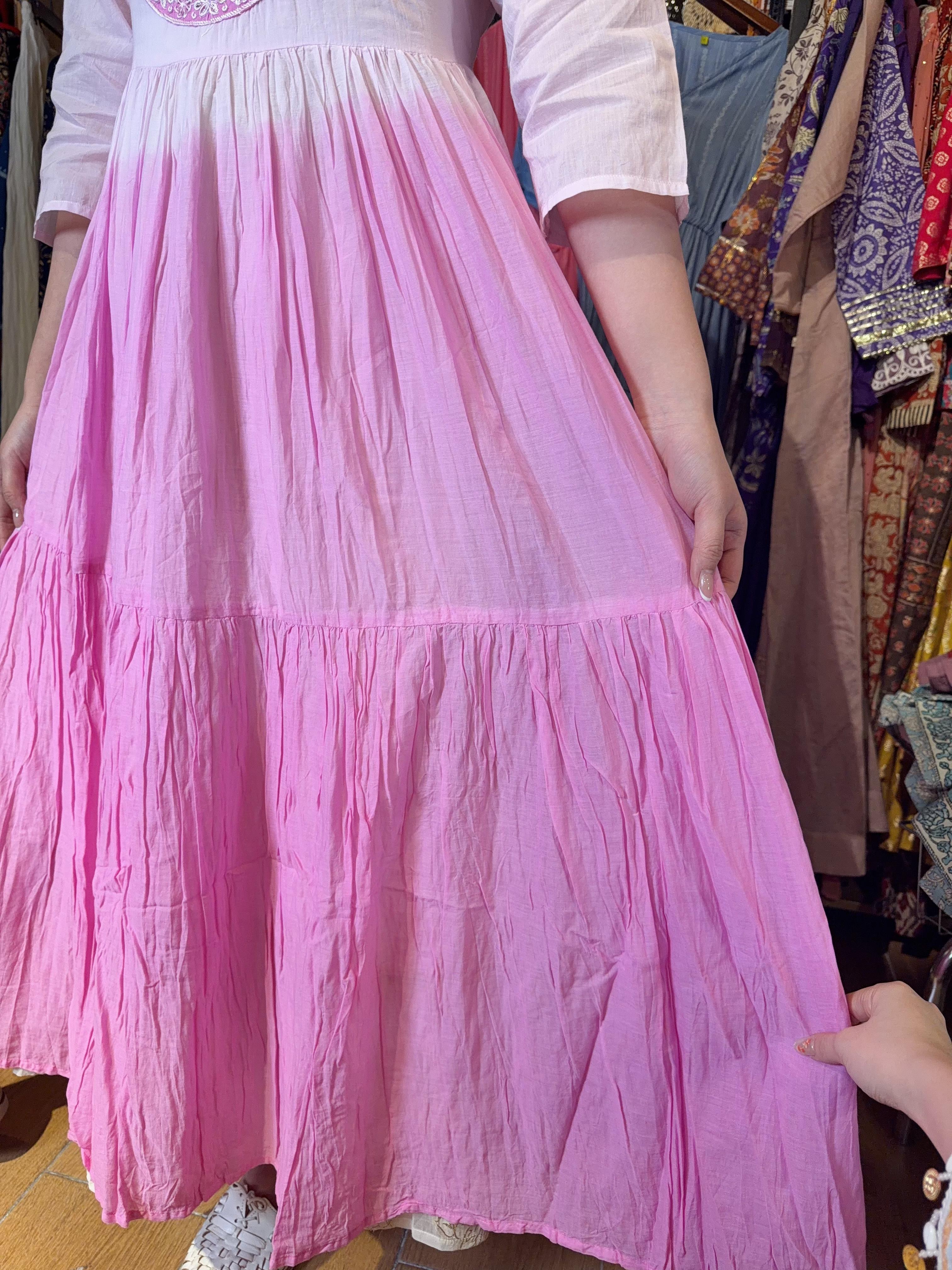 Pink Gradient Emb Mid Sleeve OP 51" #1351