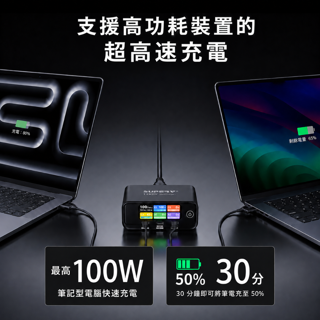 Superv 🇭🇰 STATION12｜100W 氮化鎵多功能桌面充電