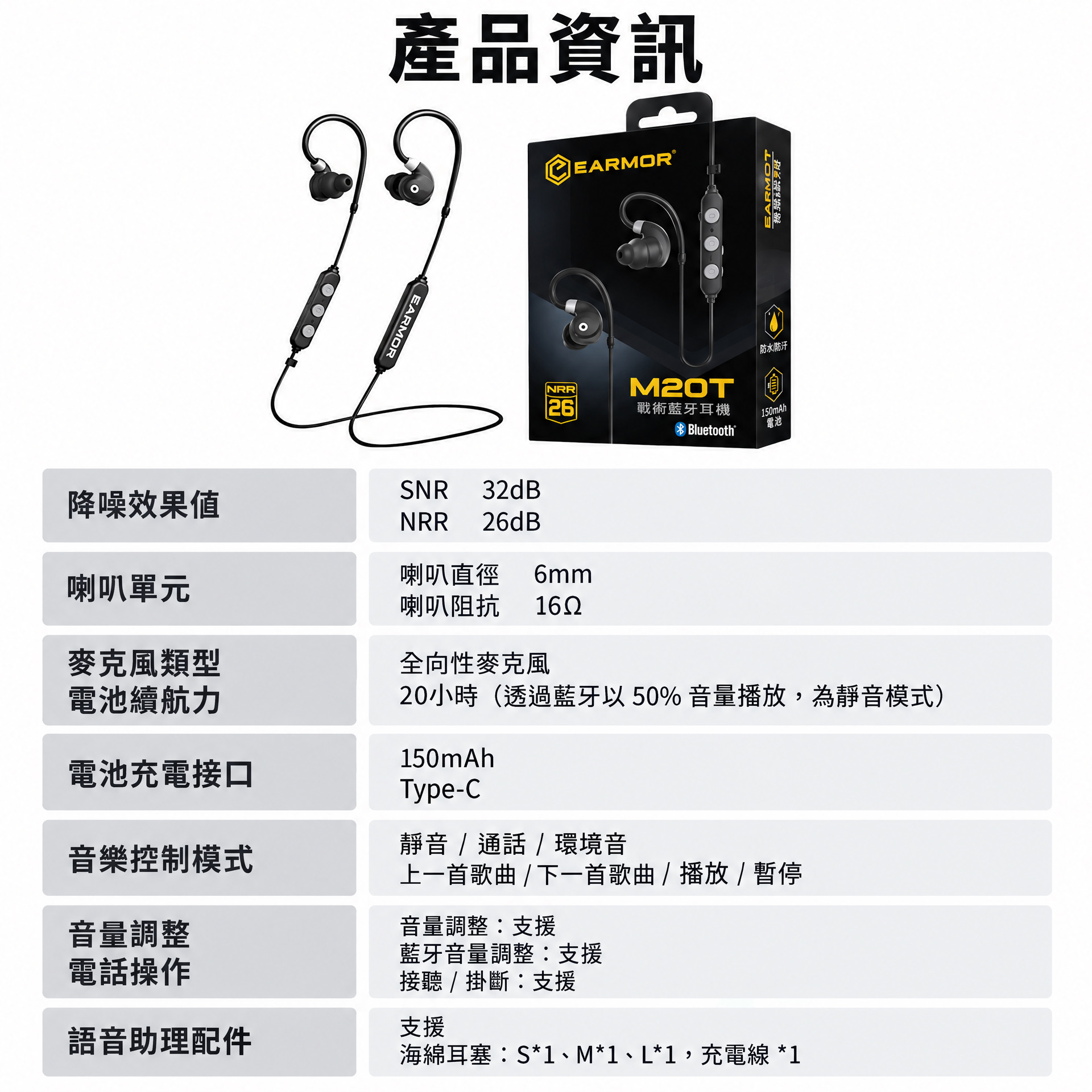 EARMOR M200T 電子降噪耳塞