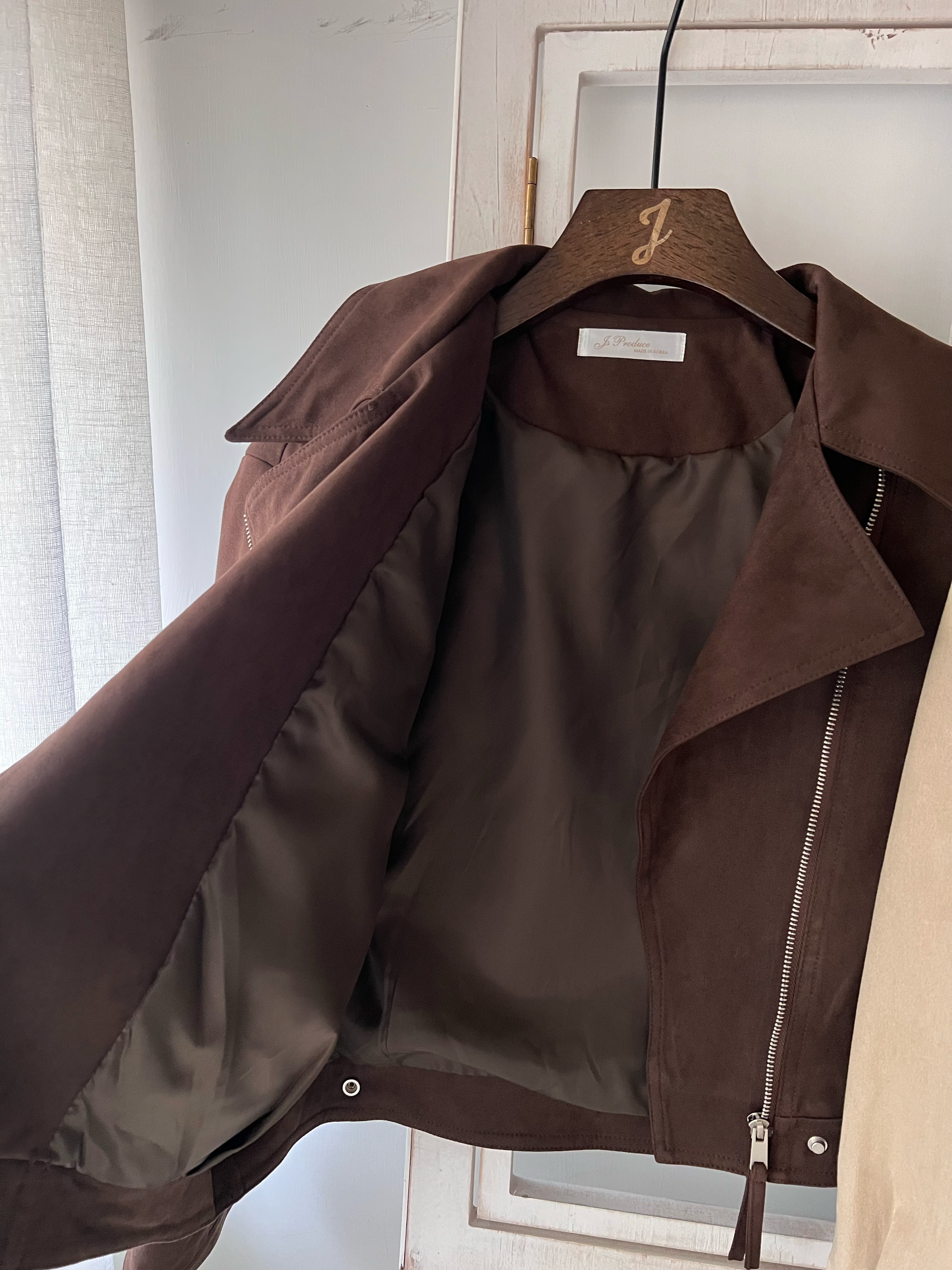 啞面磨砂Biker Jacket (KR)棕色318111