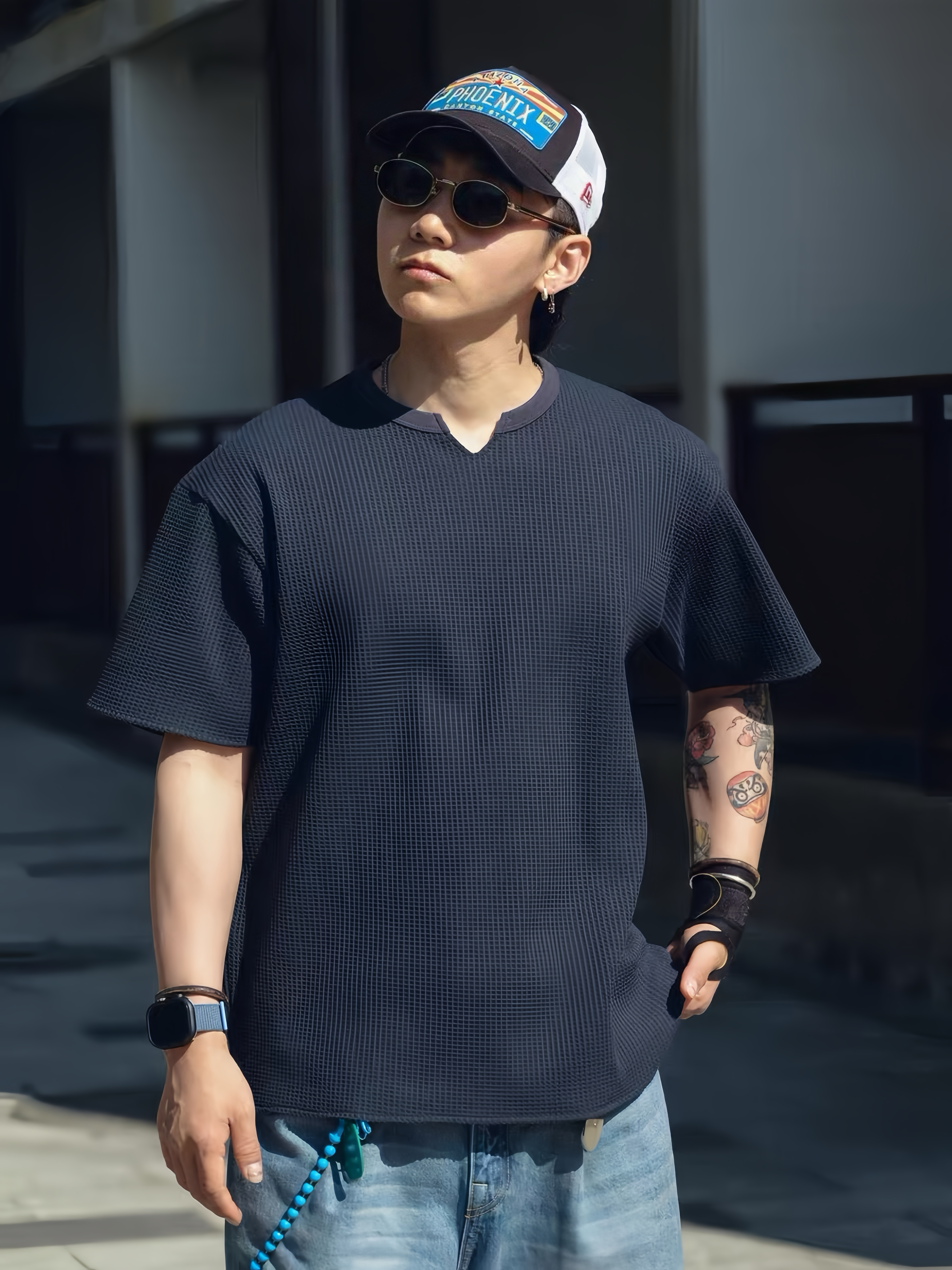 華夫格V領Tee-PC5218
