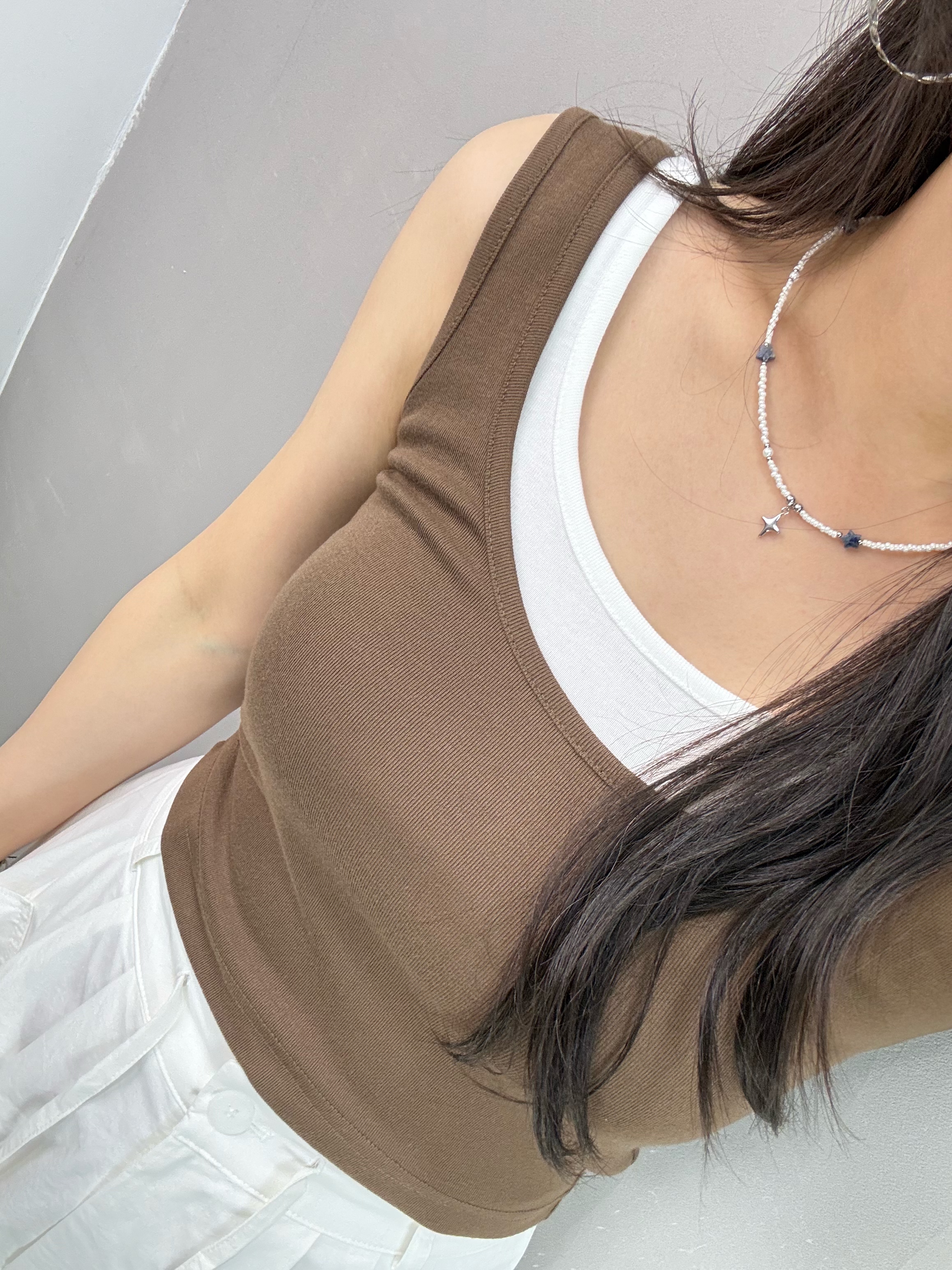W65 撞色背心兩件Set