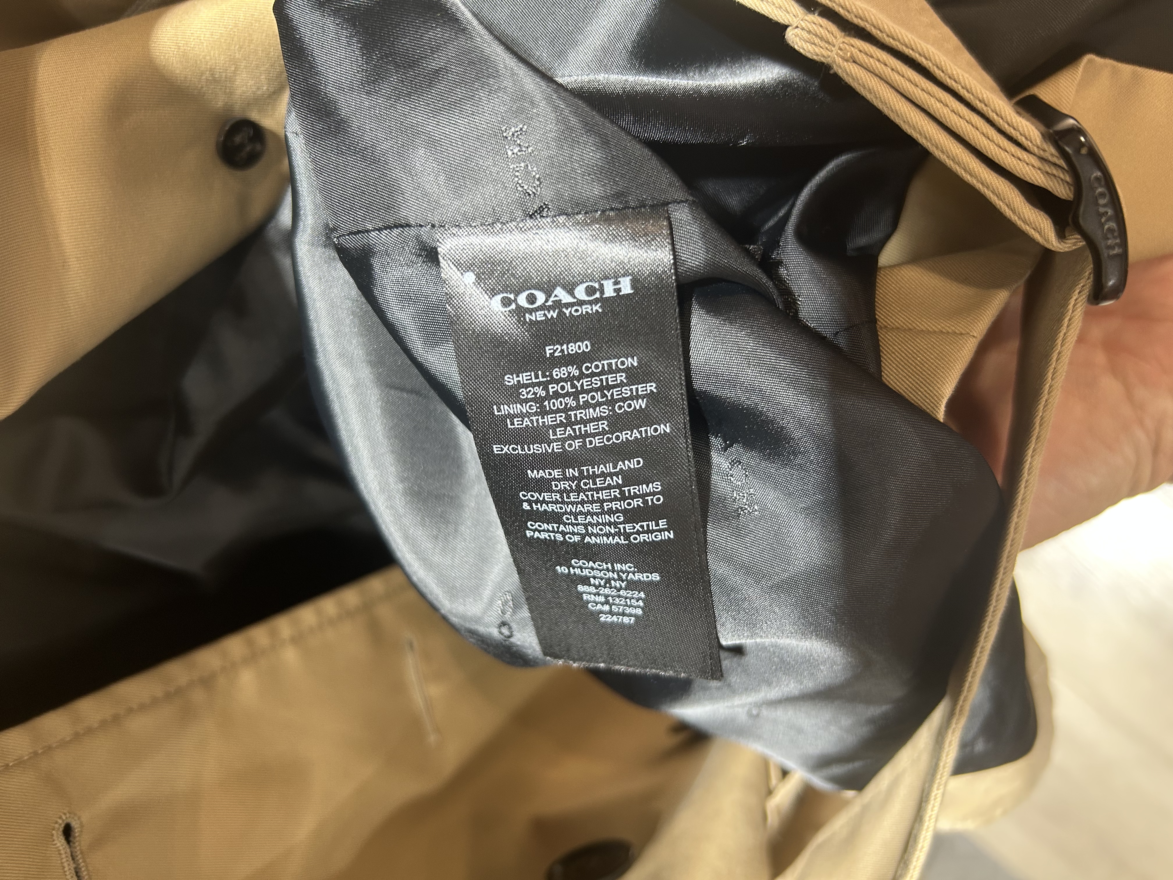 COACH 外套outer XXS Outer 米色68% 棉, 32% XXS碼外套 98%new 