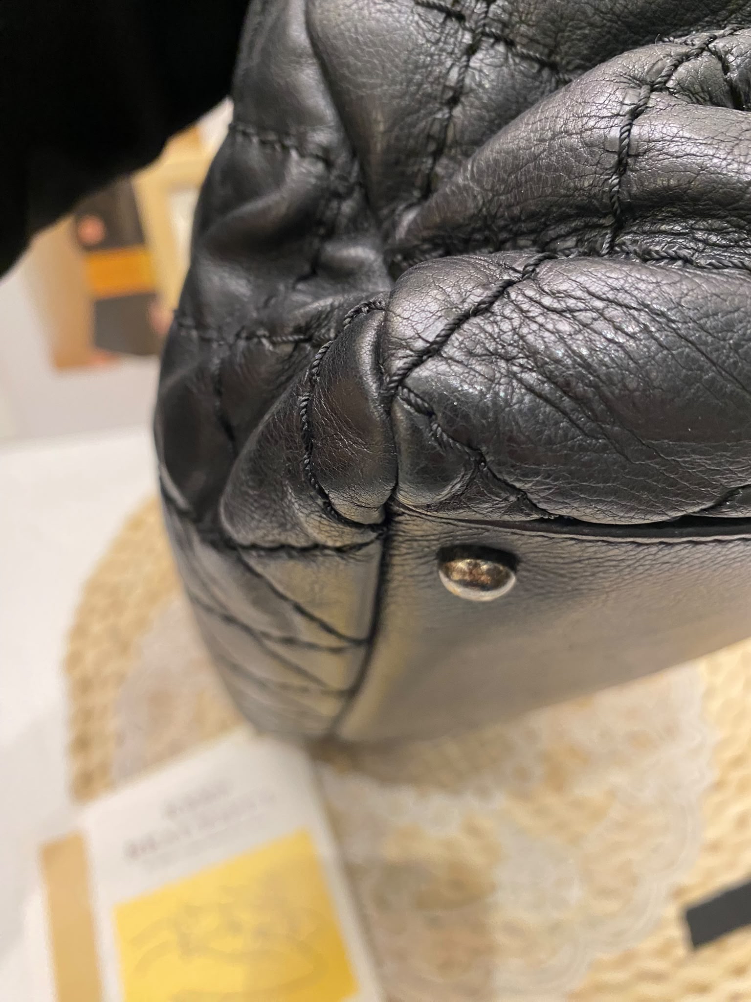Chanel Quilted Crumpled Calfskin Tote Bag