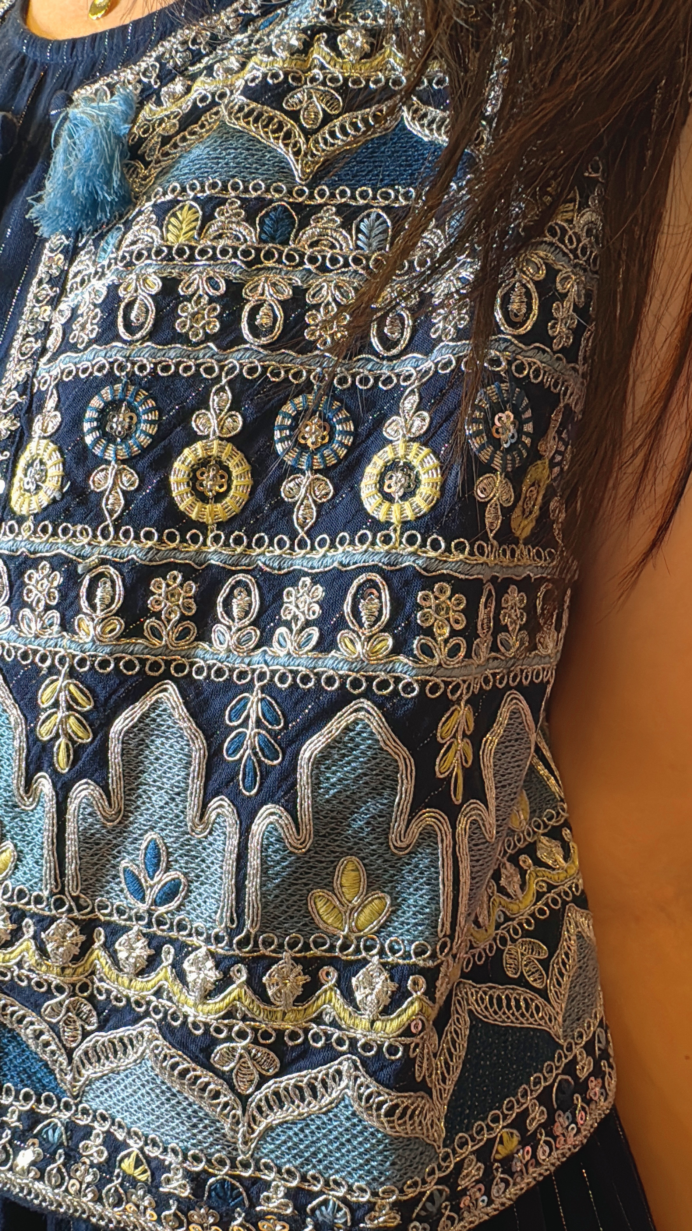 Navy Blue 2 pcs Set (Vest+Sleeveless OP) #1404