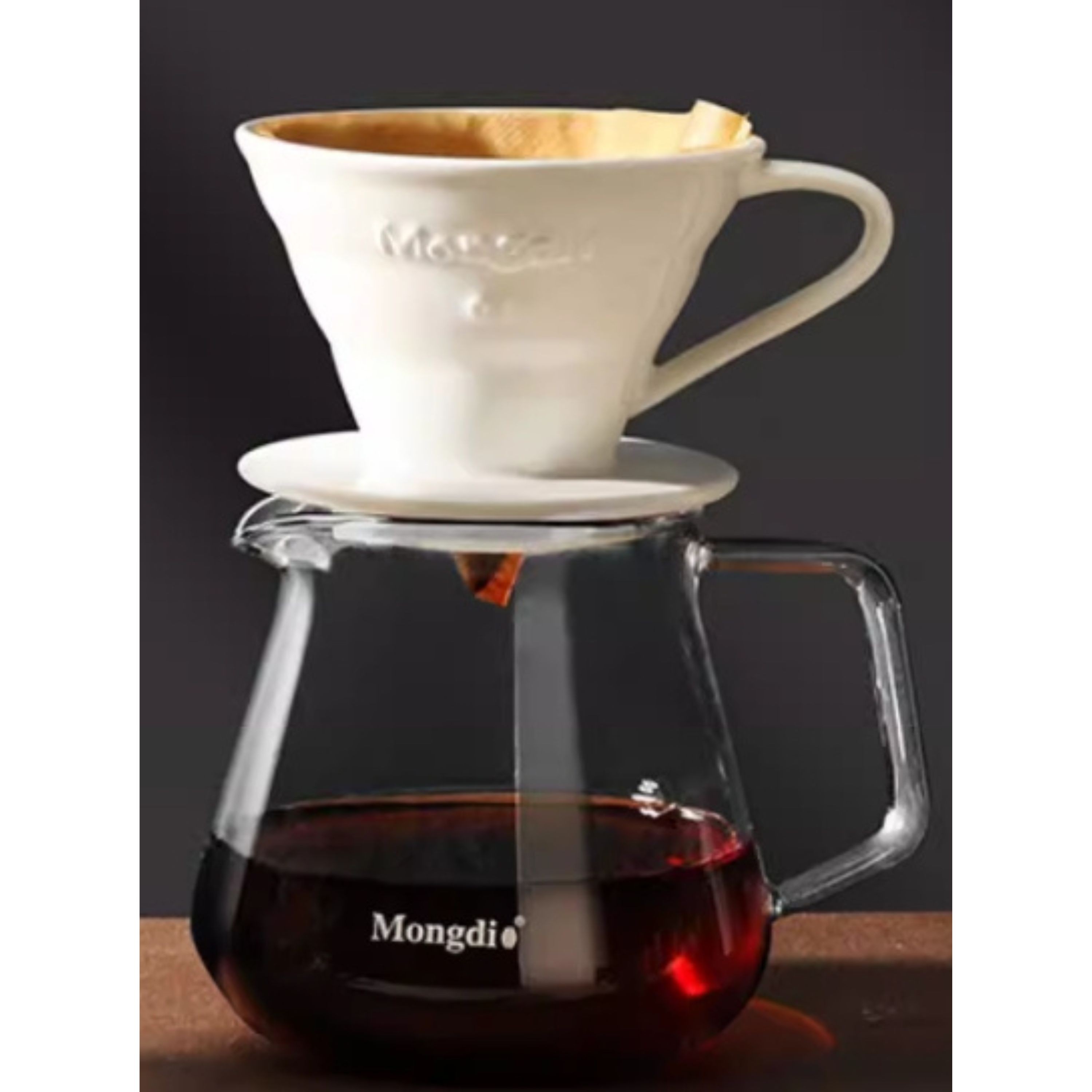 Mongdio 4pc Pour-Over Brewing Set with V60 Ceramic Coffee Dripper