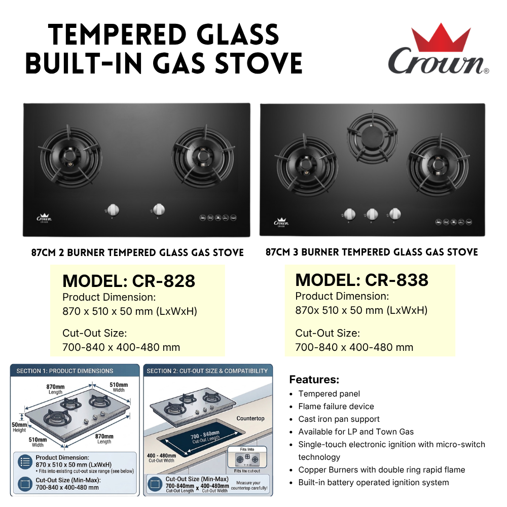 Crown 87cm Gas Hob EUT
