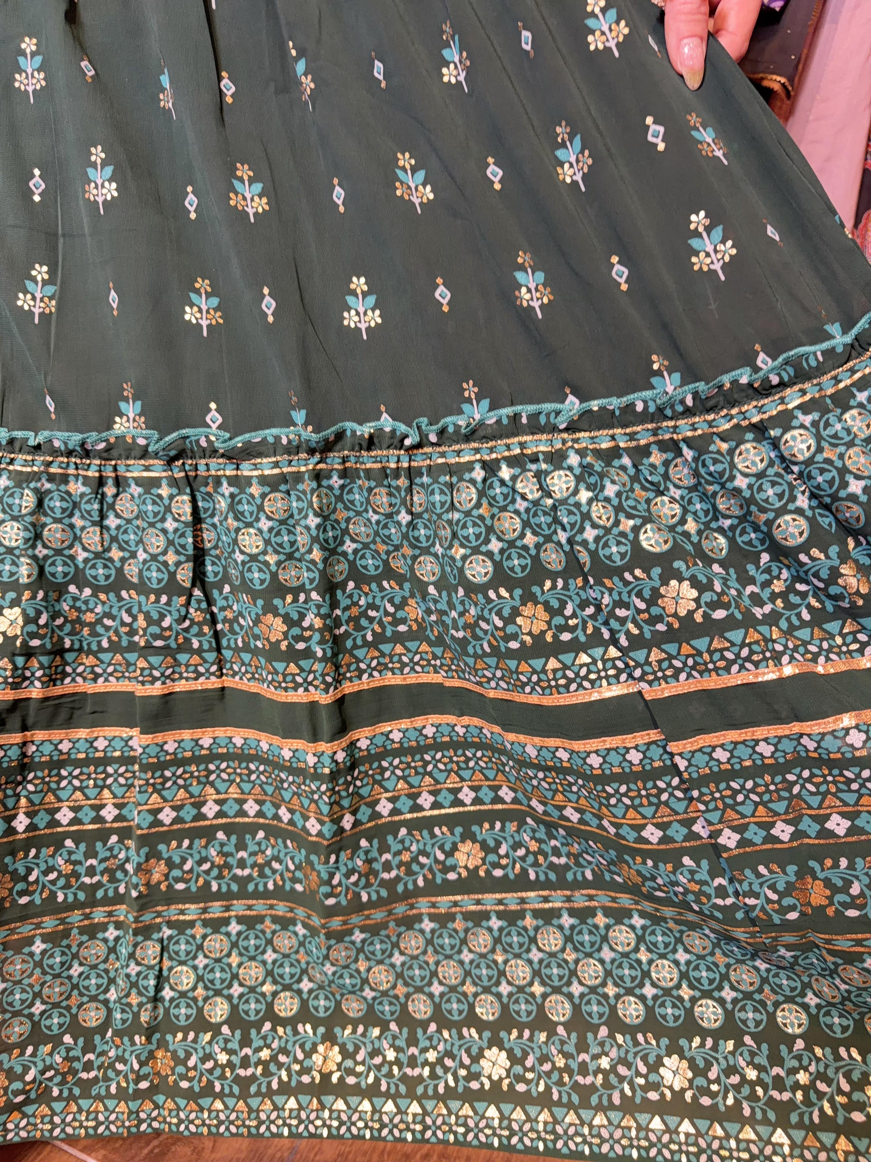 Peacock Green Chiffon 3-layer OP 49" #1141