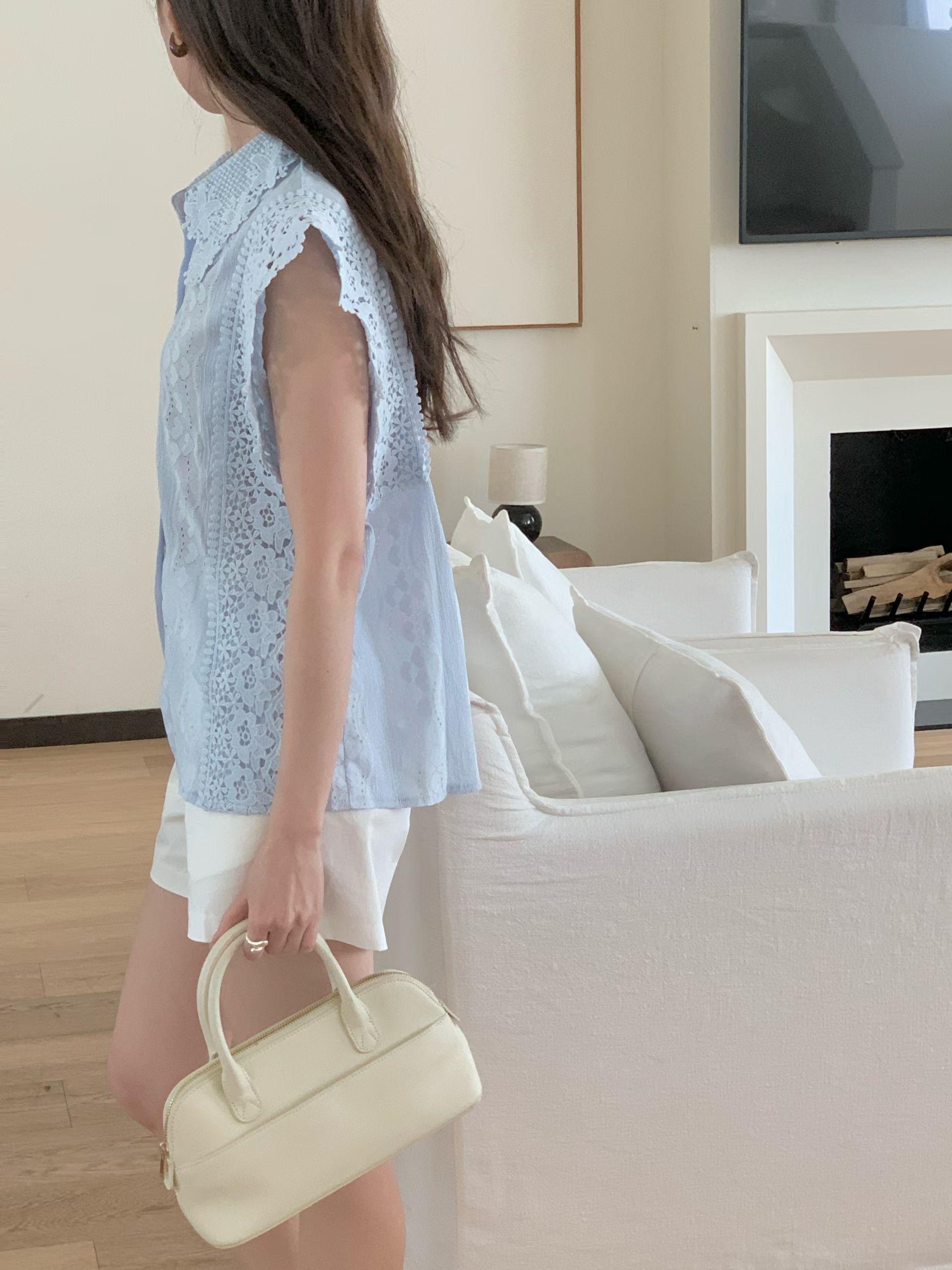 CT14 復古蕾絲無袖襯衫