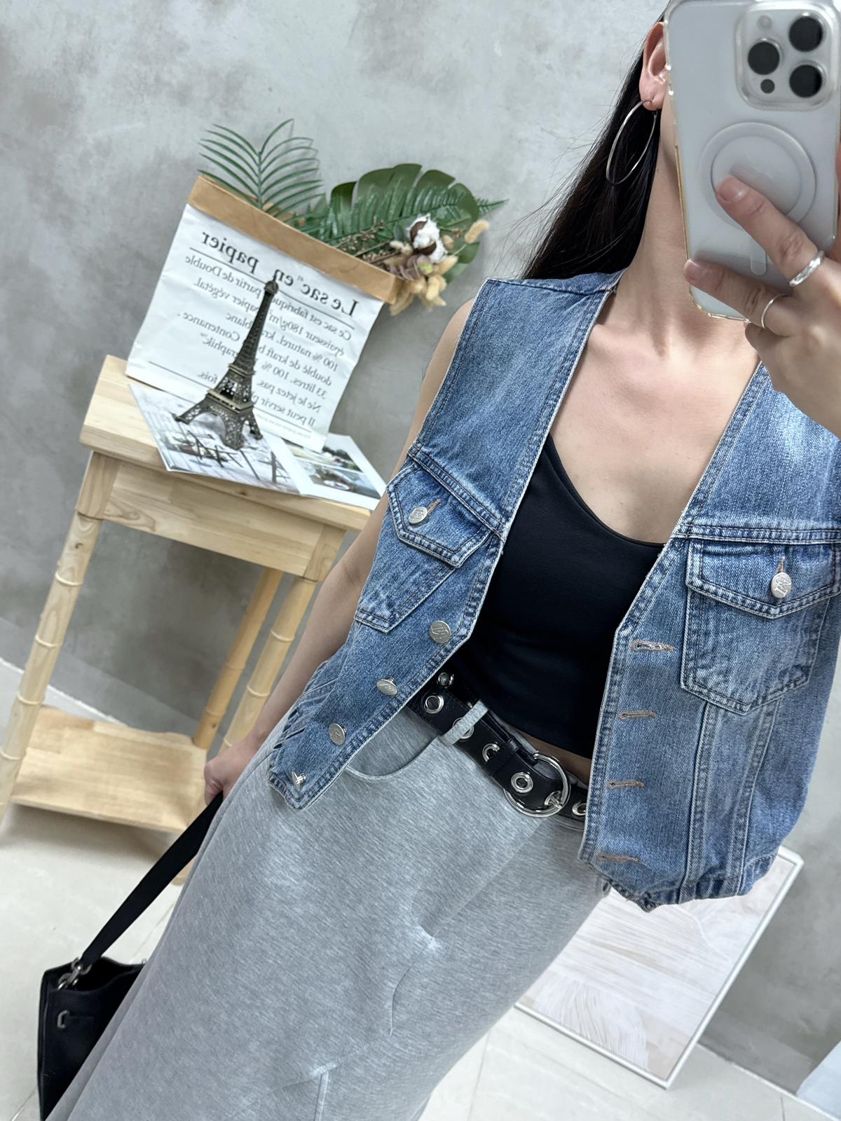 V領牛仔背心馬甲