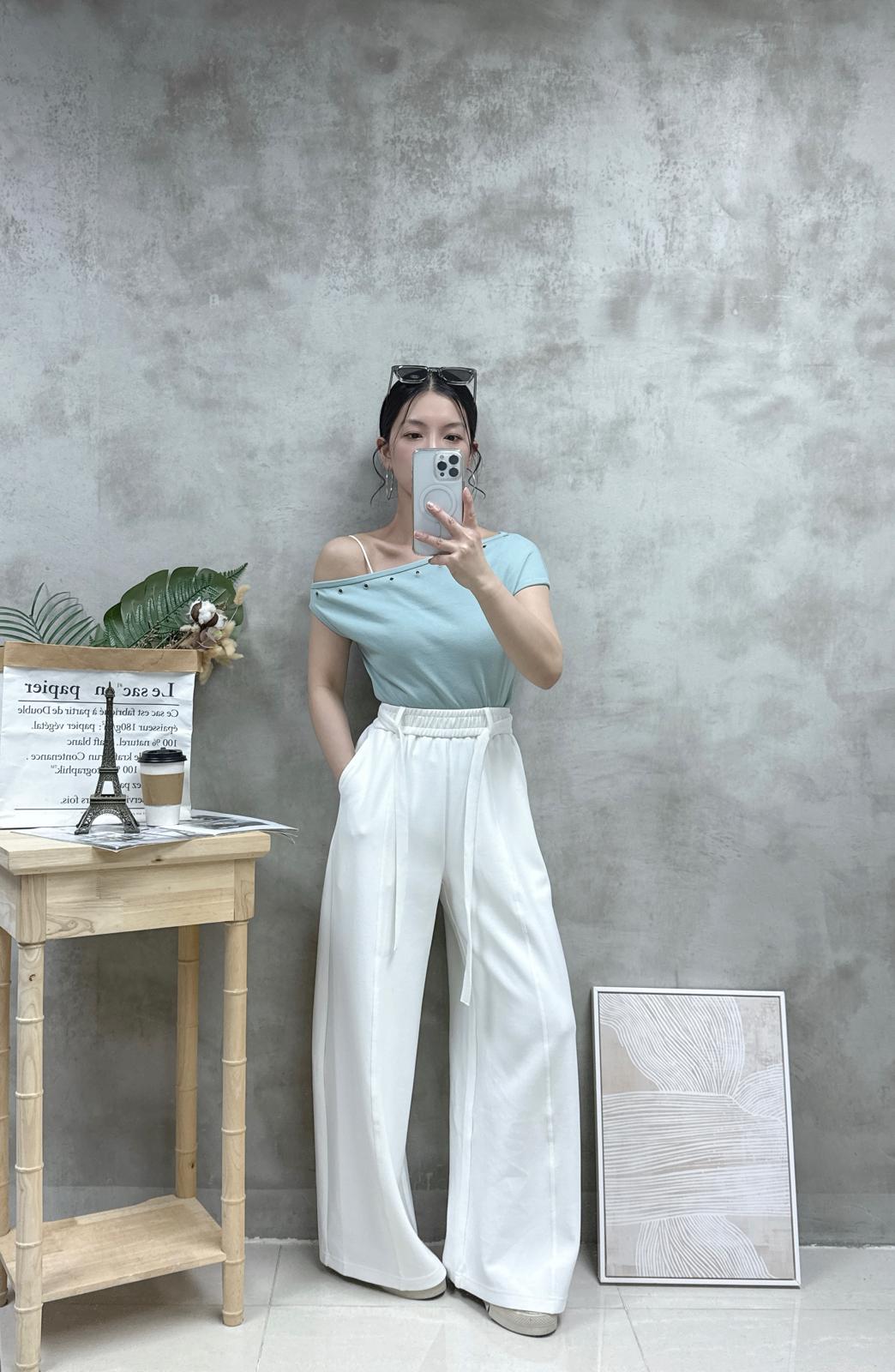 G15 斜膊鍋釘棉質Top