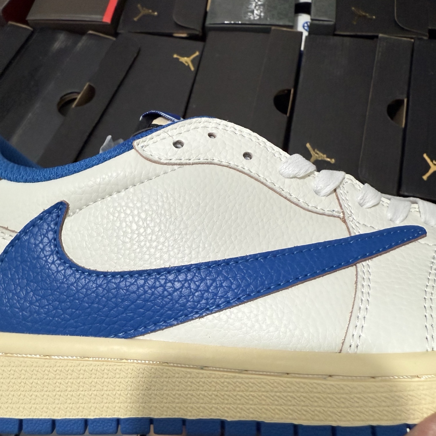  Travis Scott x Fragment Design x Air Jordan 1 Retro Low OG SP "Sail Military Blue" DM7866-104