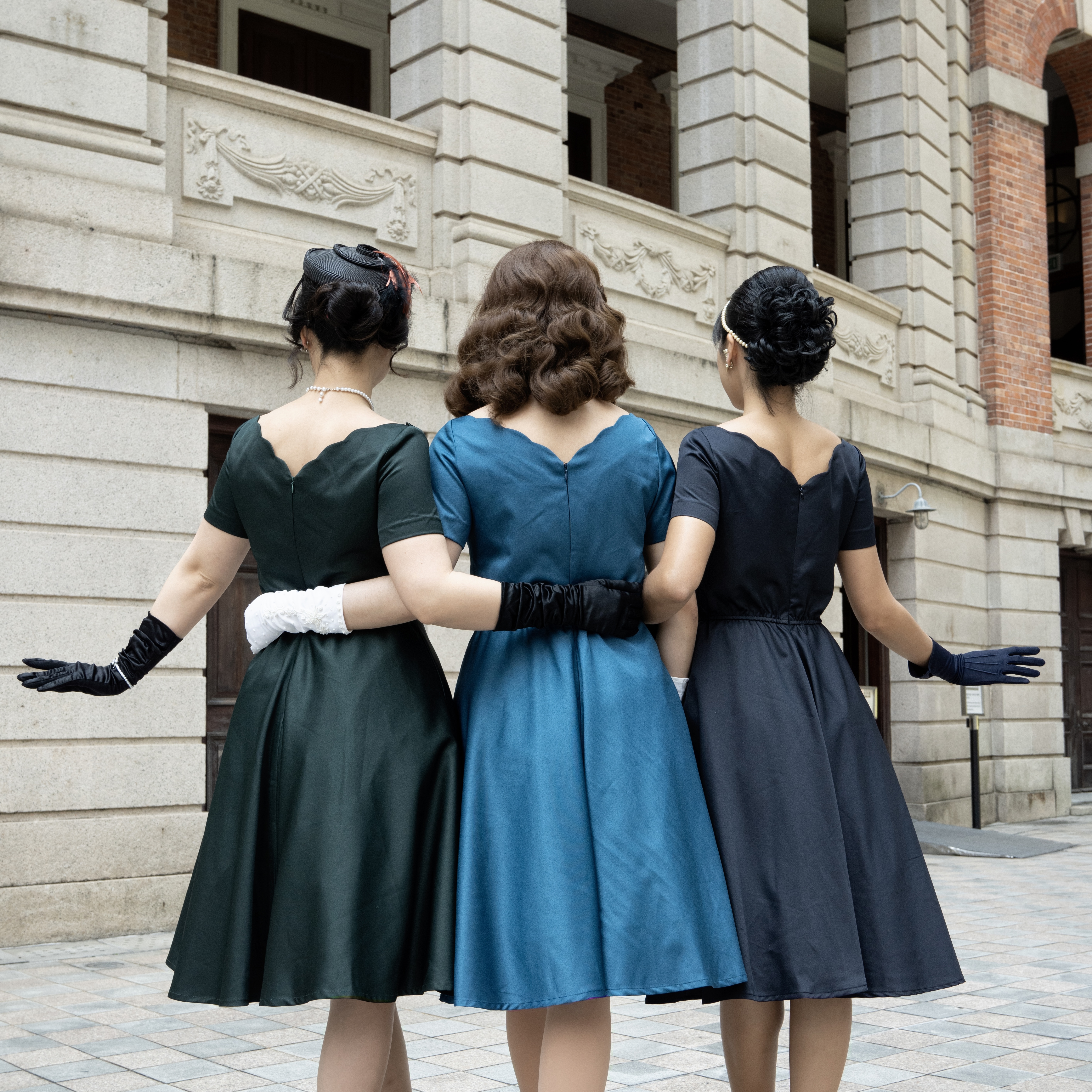 (Custom-Made) Heirloom Series Scallop Edge Swing Cocktail Dress - Black (FM170)