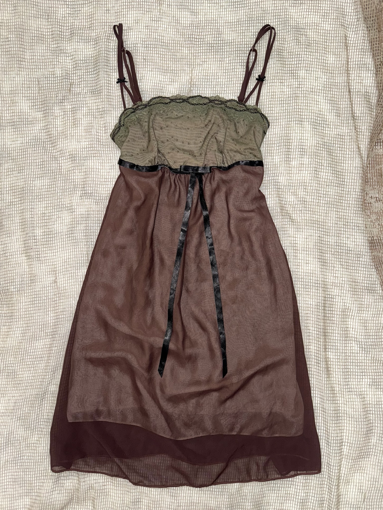 Whimsigoth Two-Tone Lace Trim Camisole Dress