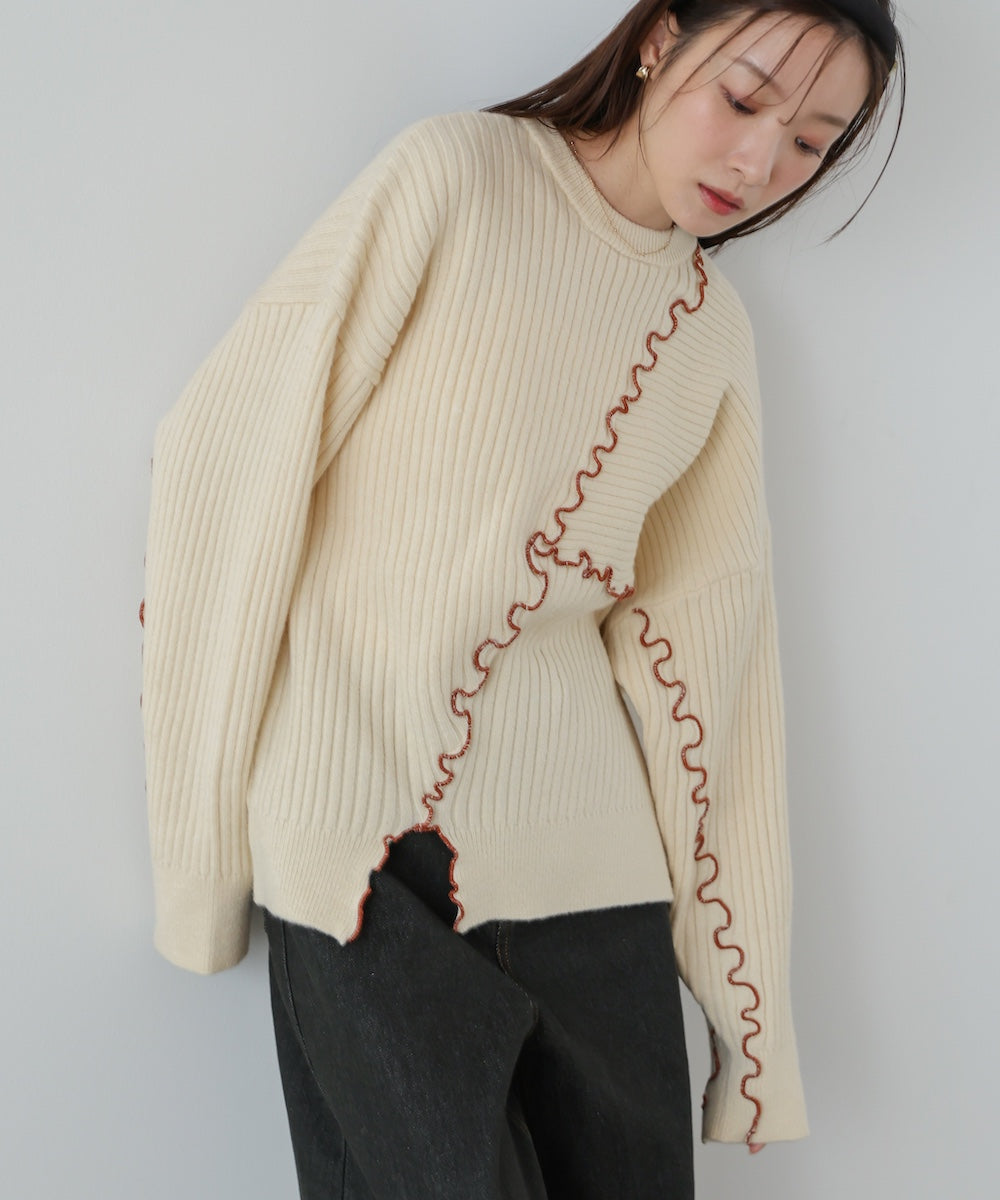 <JP> 設計感！特色滾邊軟糯Knit Top* 4色入 <預購>