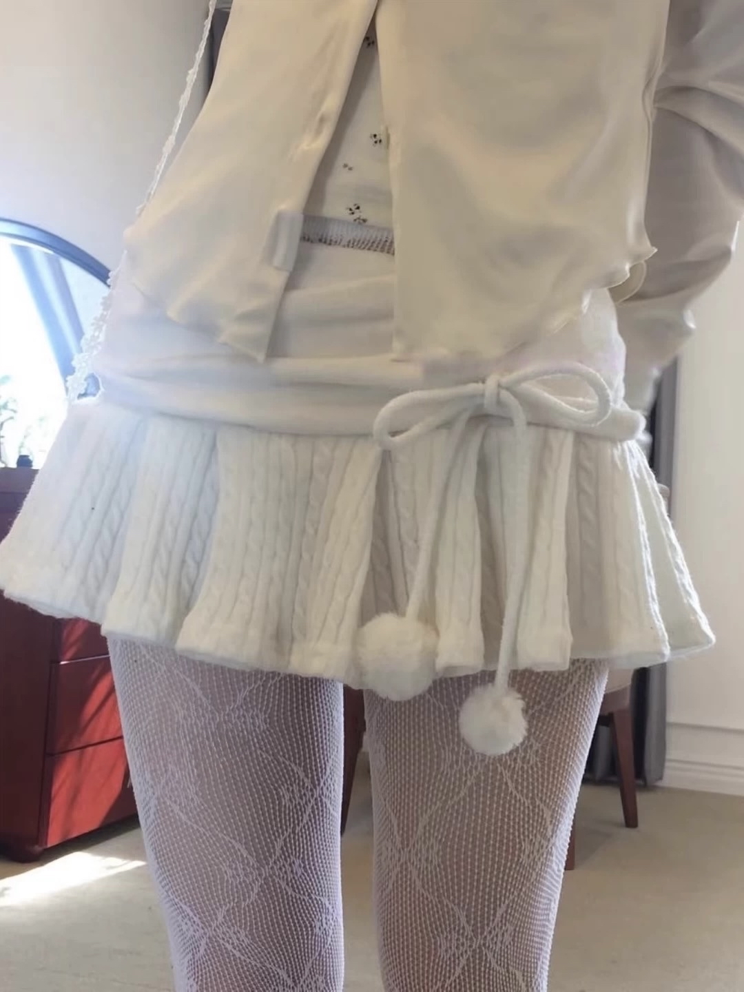 韓國秋冬毛毛球短裙