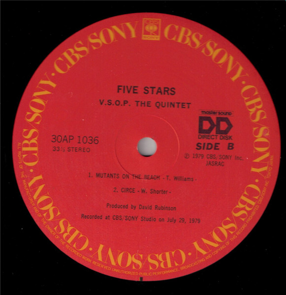 (爵士樂) The V.S.O.P. Quintet < Five Stars - Master Sound > 1979 LP黑膠專輯
