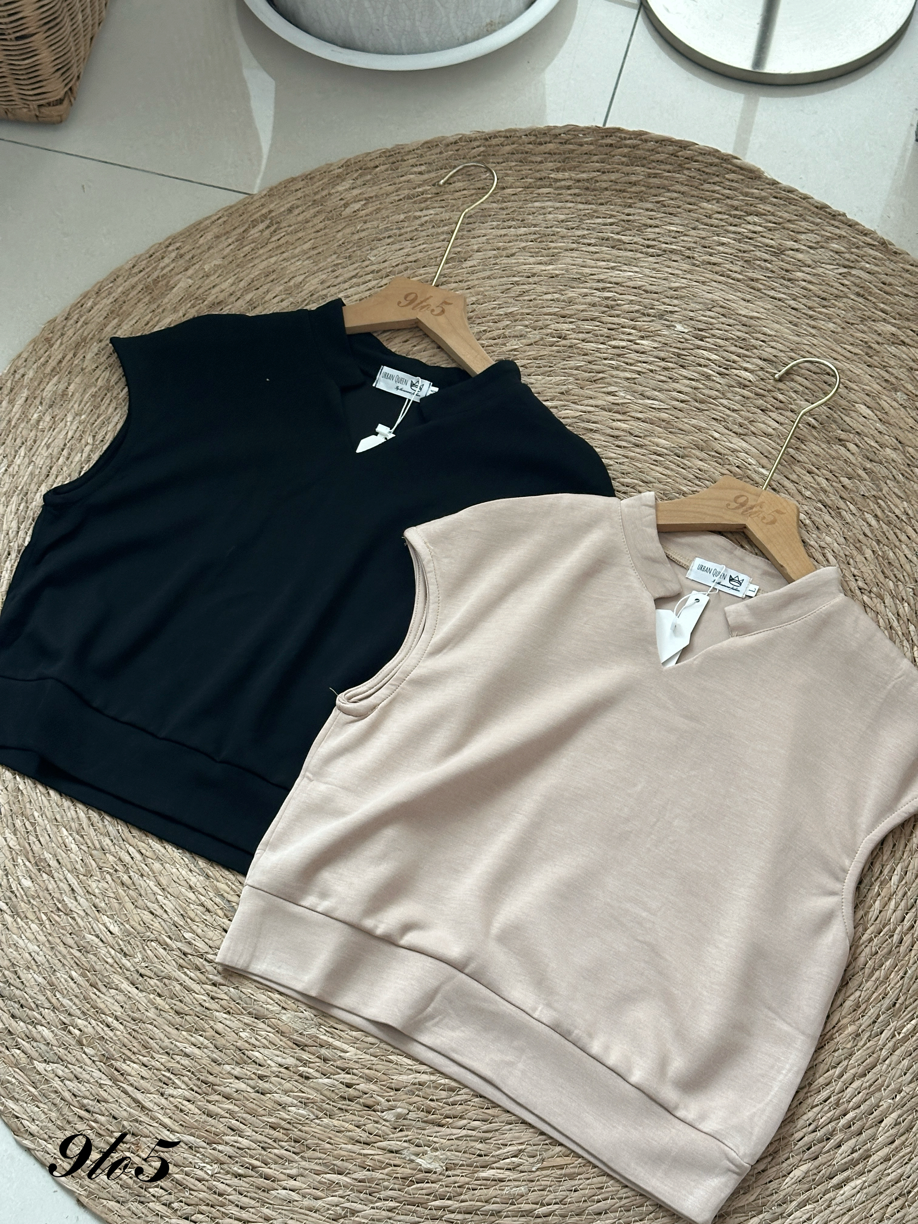 T4142 Stand Collar V Neck Top - 4 Colors 