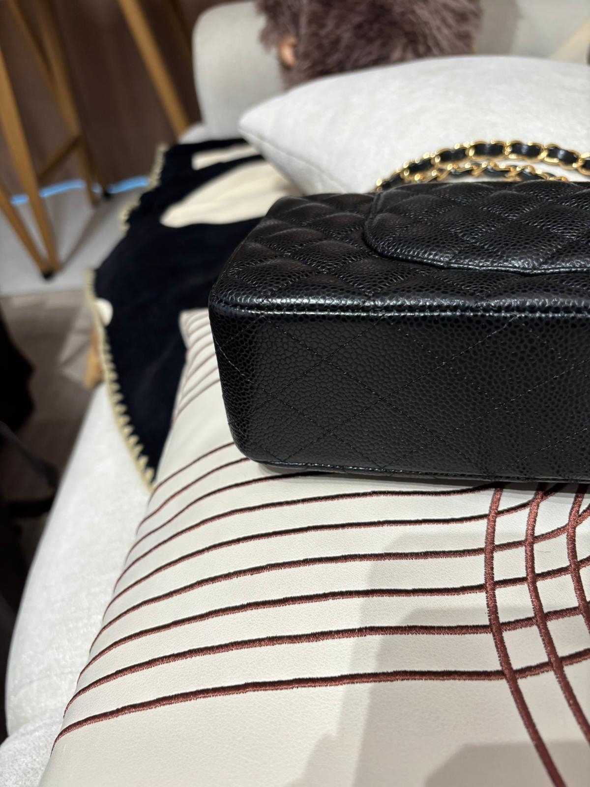 Chanel Classic Flap Medium 25cm A01112 CF25 黑色荔枝牛枝金扣 100%Authentic, 99%New ✅25Card✅Dust bag✅Box