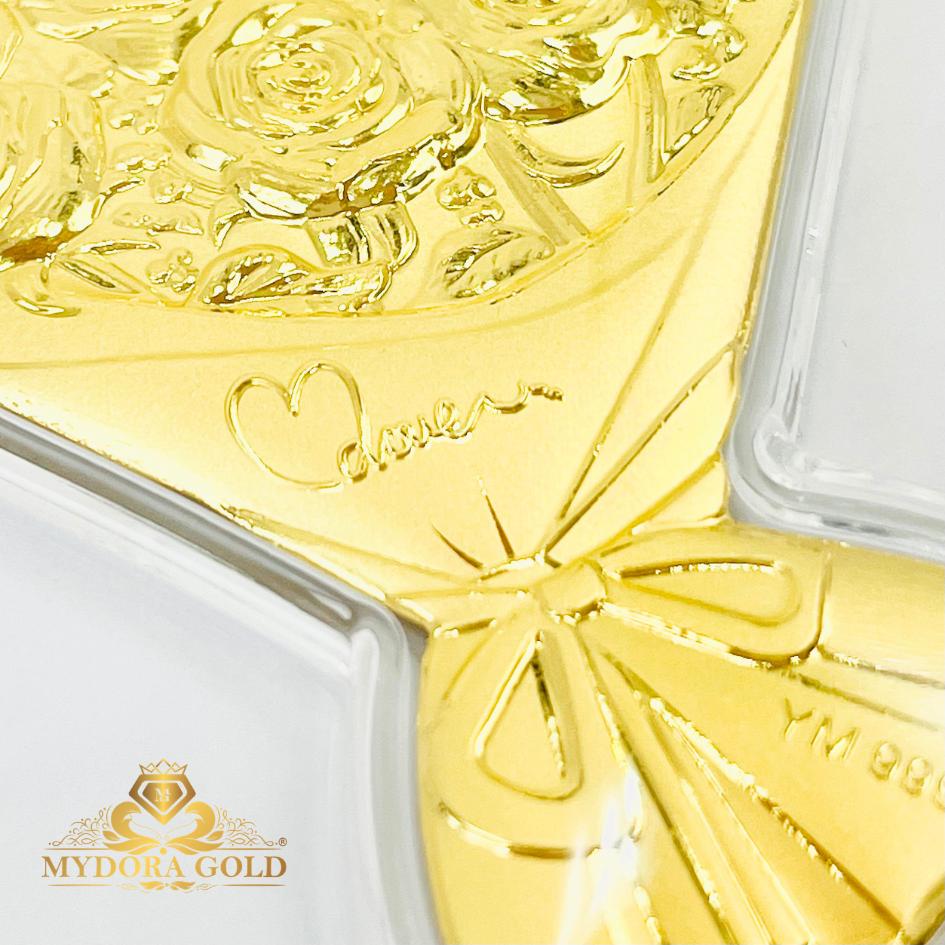 MYDORA Rose Bouquet + Love Box Set l EMAS 999/24K Gold Wafer NOTE