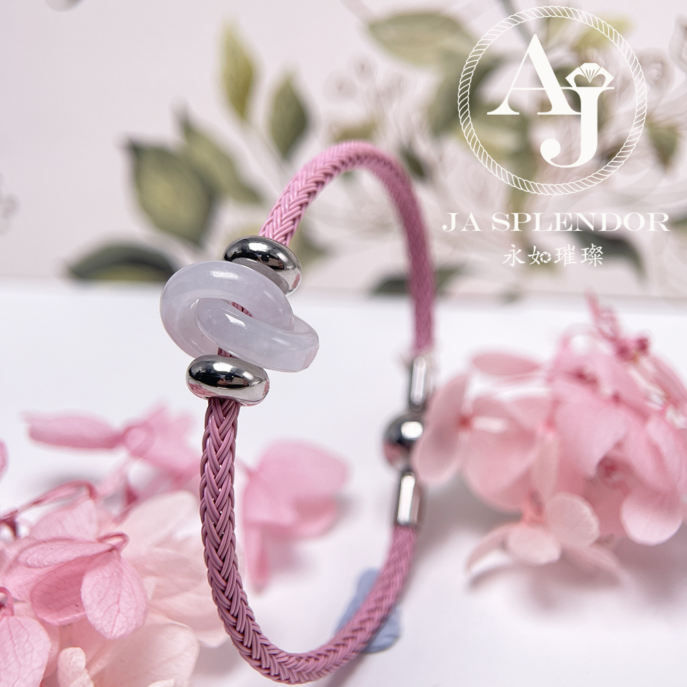 JN-2245 天然翡翠A玉 【愛永恆】環環相扣不鋼防水、防敏手鐲