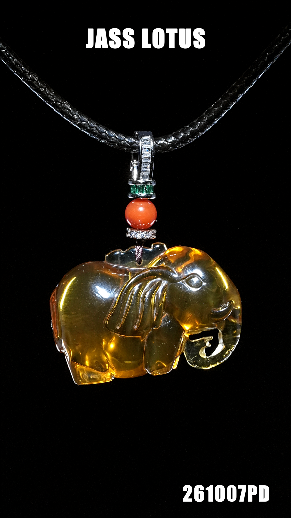 緬甸天然琥珀高藍珀吸財大象吊墜