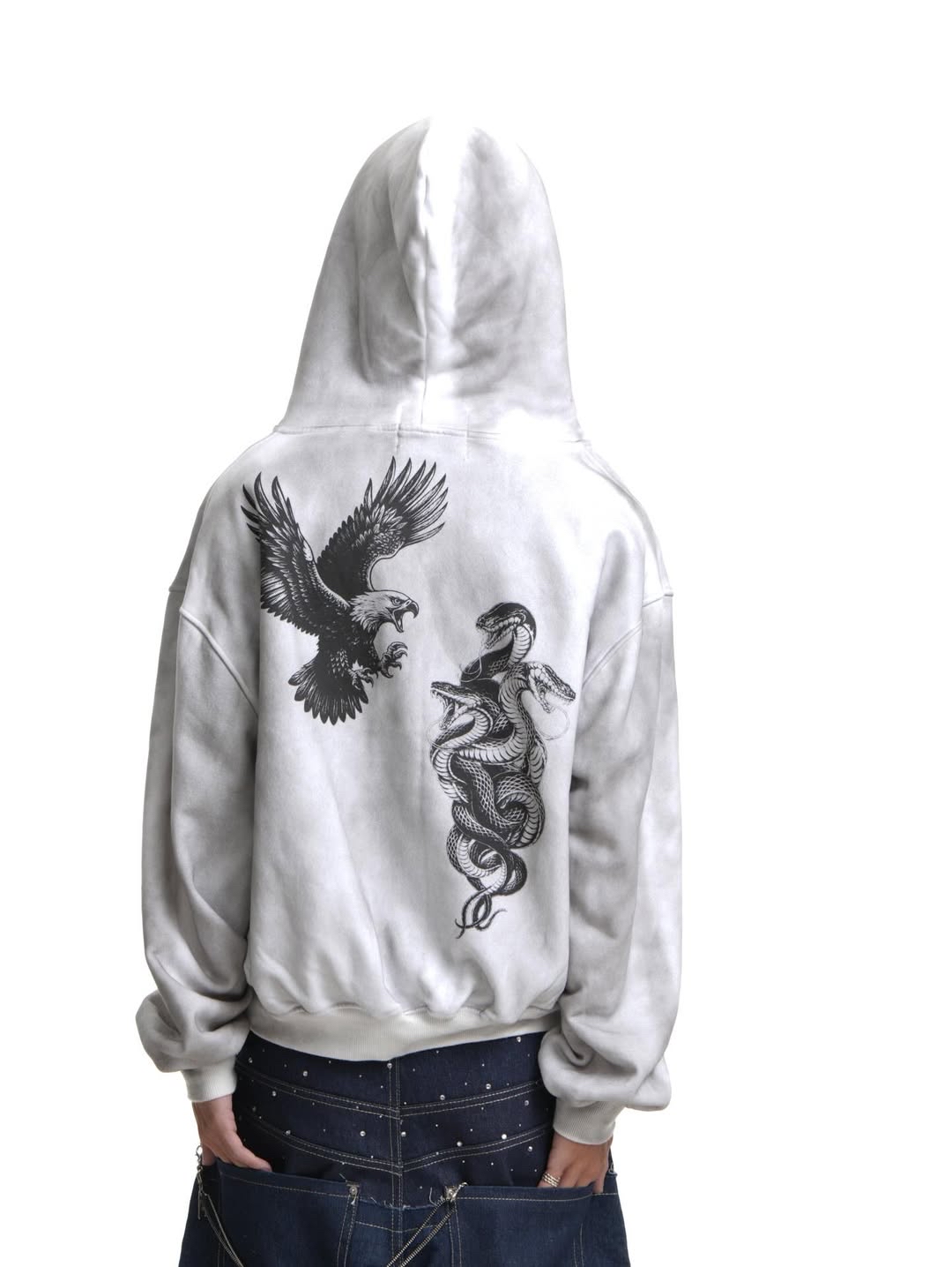 NOB WAX DIRT WHITE ZIP-UP HOODIE