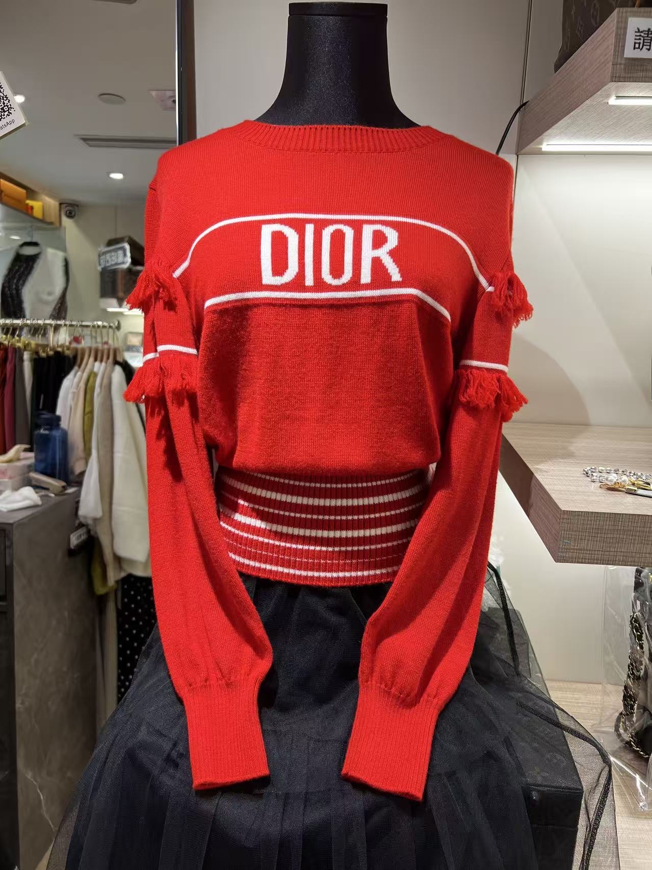 Christian Dior Fringe Logo Sweater（100% Wool)