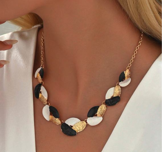 Tri-Color Short Necklace and Earring Set