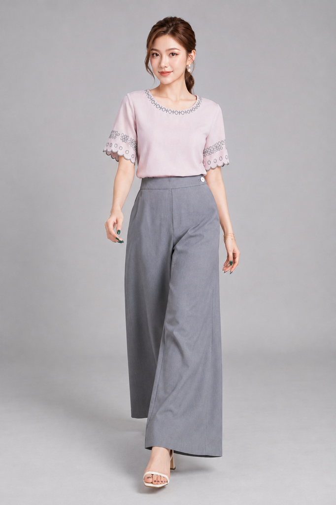 26662 Scallop Embroidered Blouse