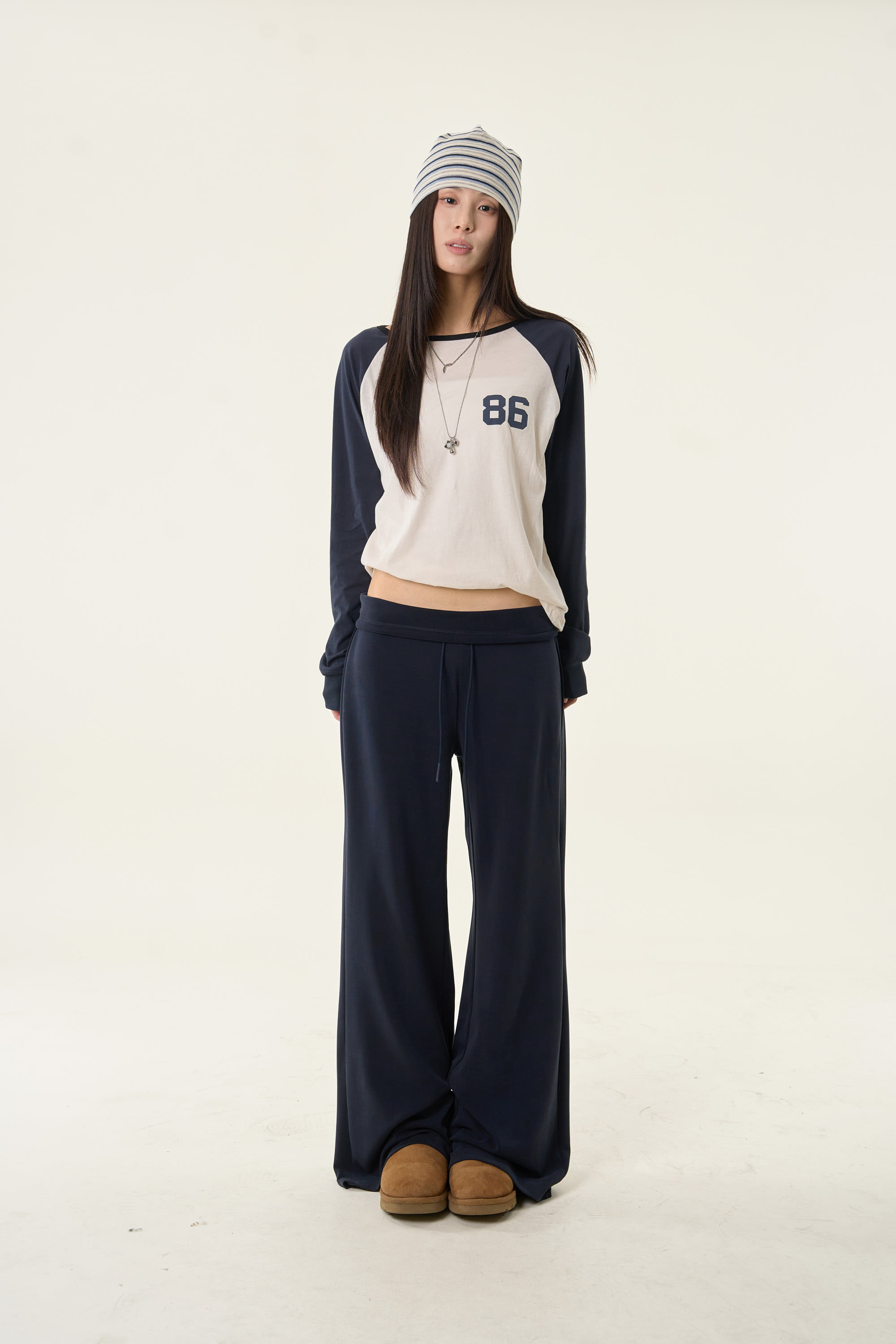 Fold-Over Wide-Leg Sweatpants