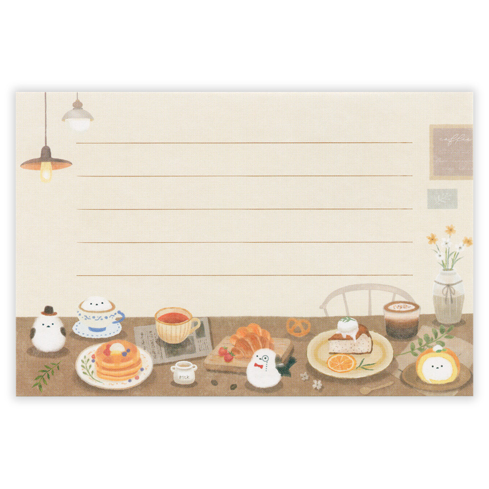 NB - 信紙套裝 (棕色長尾山雀咖啡店款)