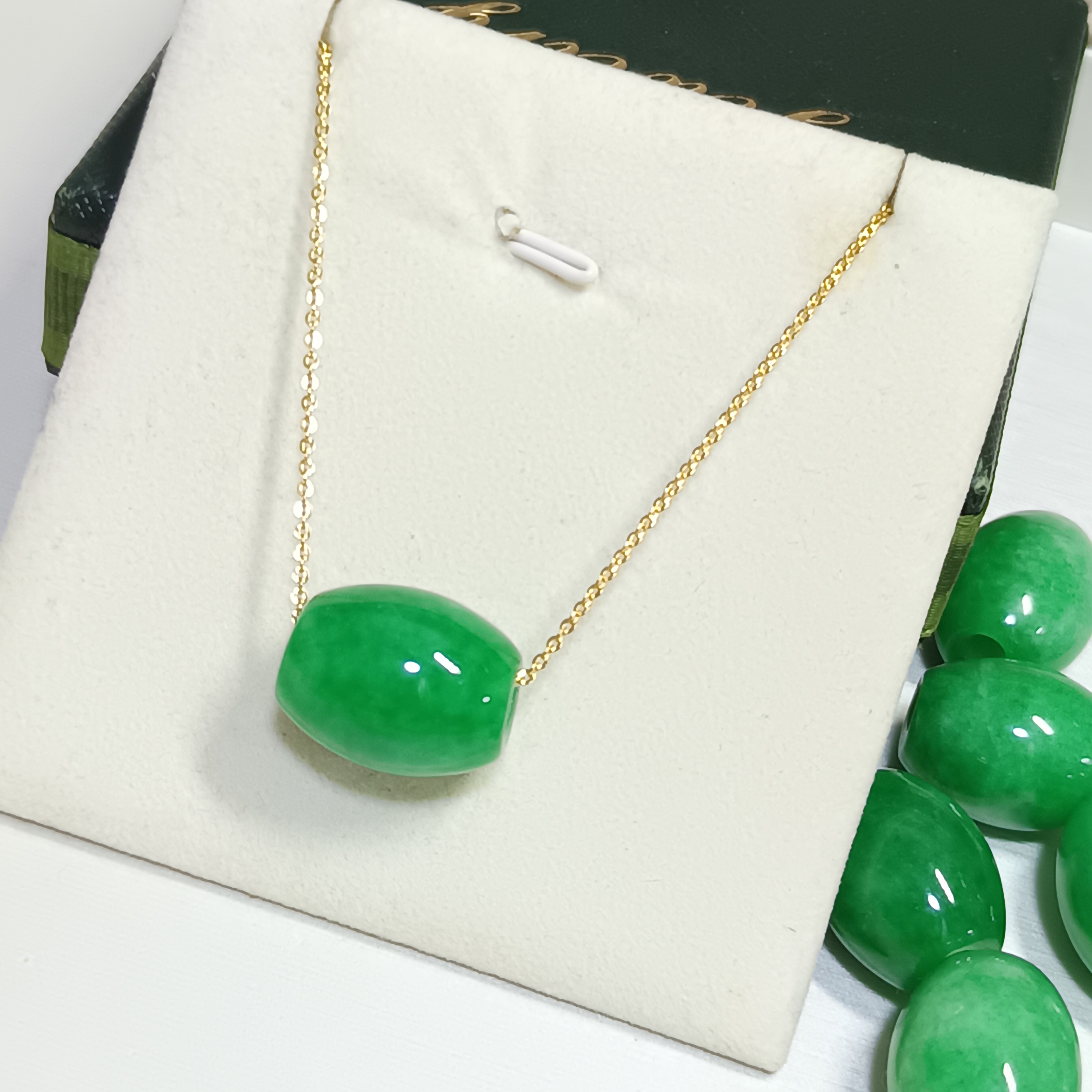 天然陽綠色馬來玉路路通+注金萬能針鍊