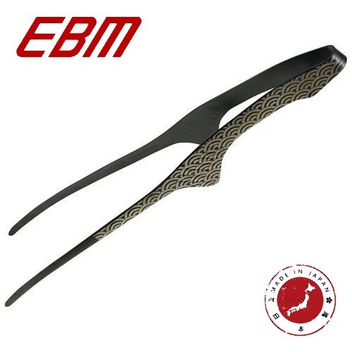 🔥🔥【日本製《EBM》18-0黑酸化發色不鏽鋼筷型料理夾】波浪