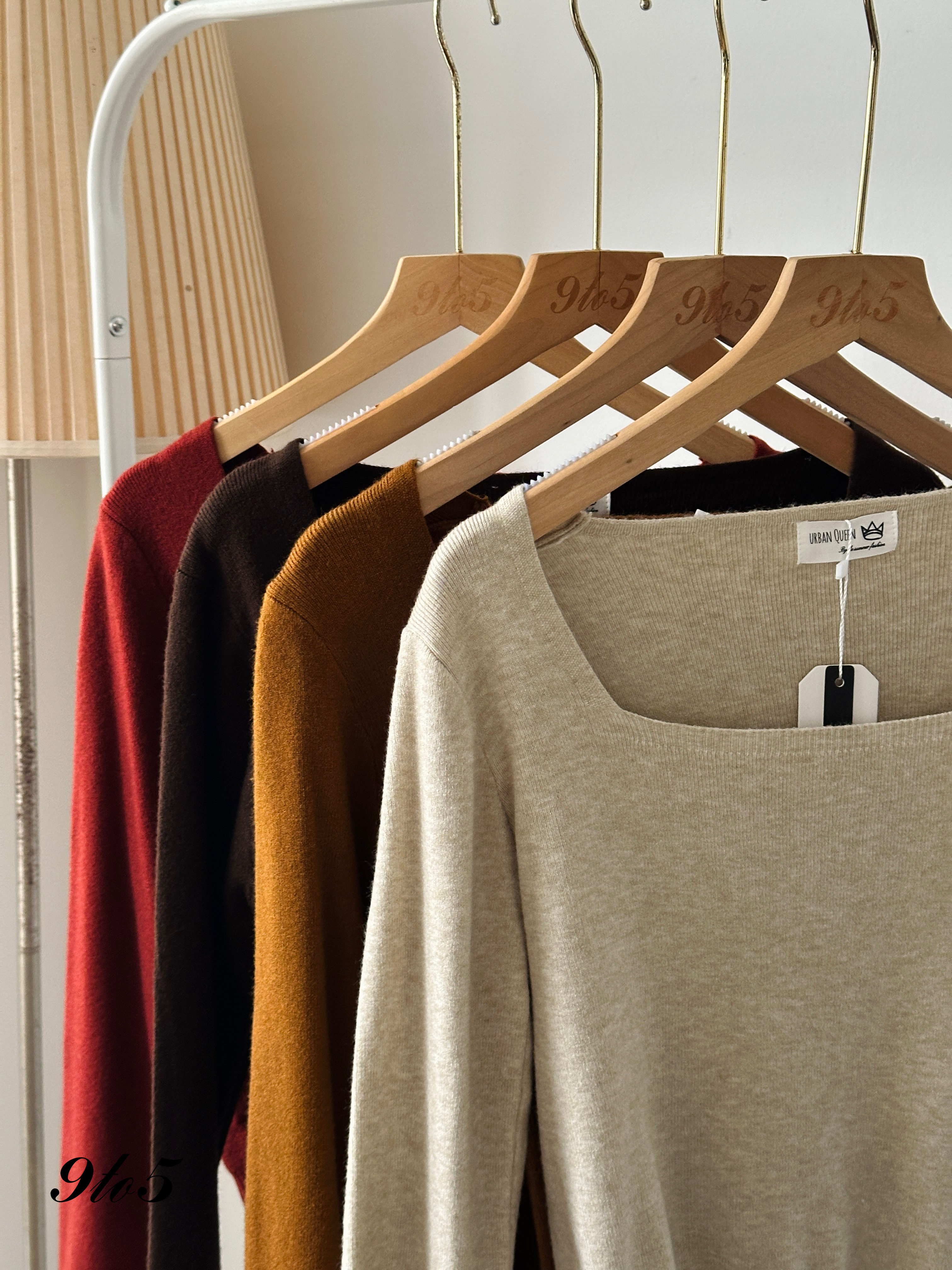 T3910 Long Sleeve Square Neck Knit Top - 5 Colors