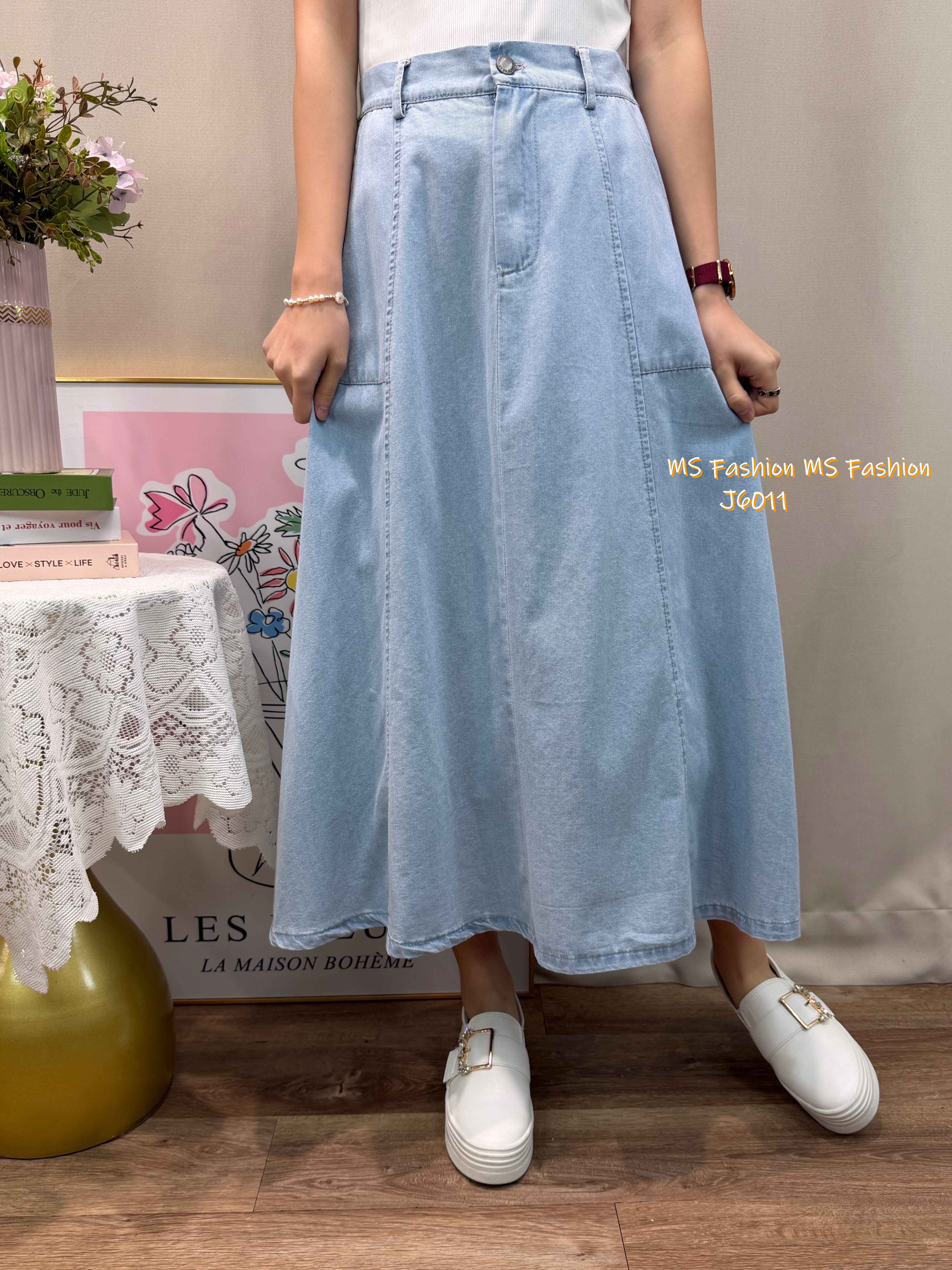 J6011 韓國🇰🇷中長款牛仔半裙