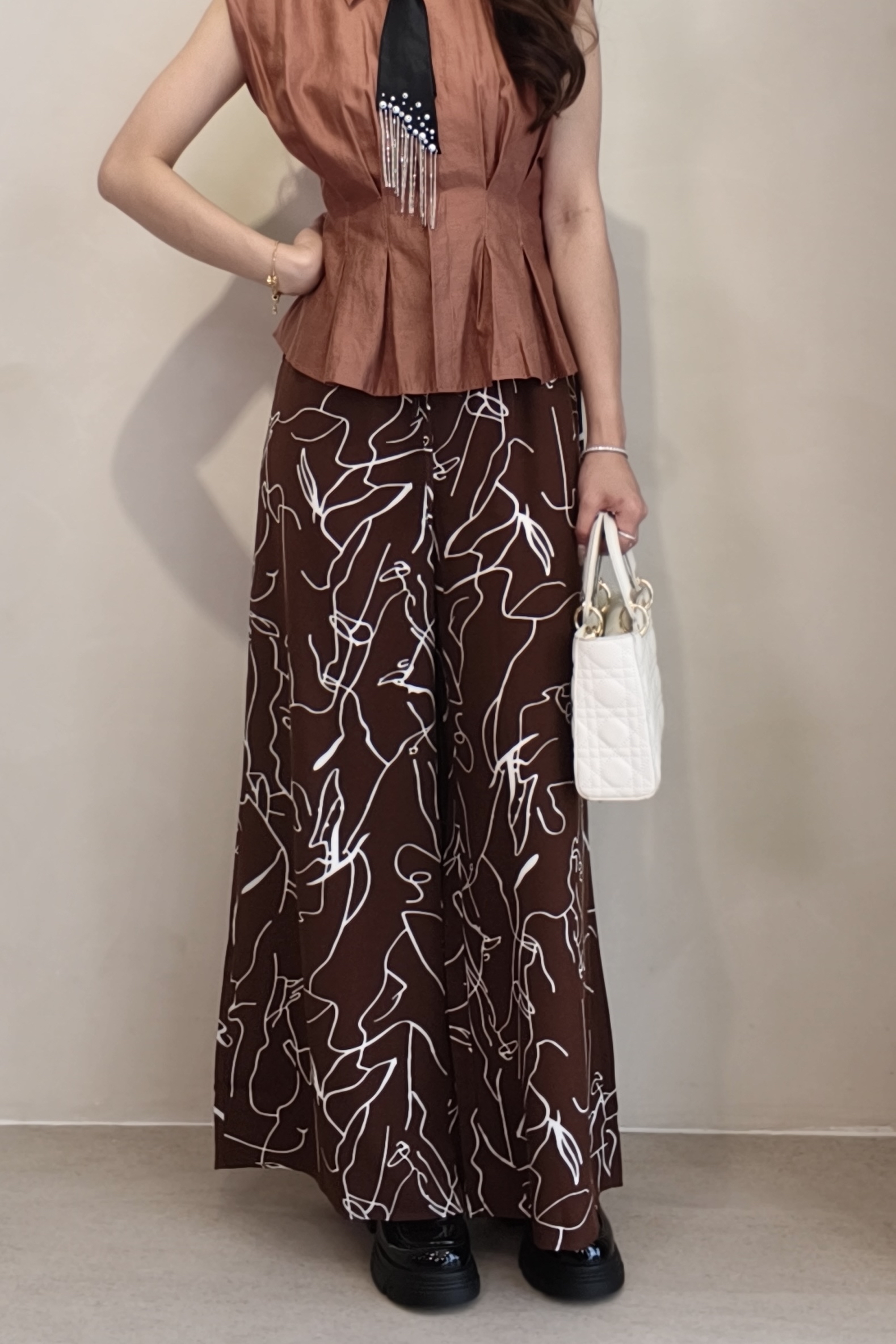 978 Monet Abstract Wide-Leg Pants