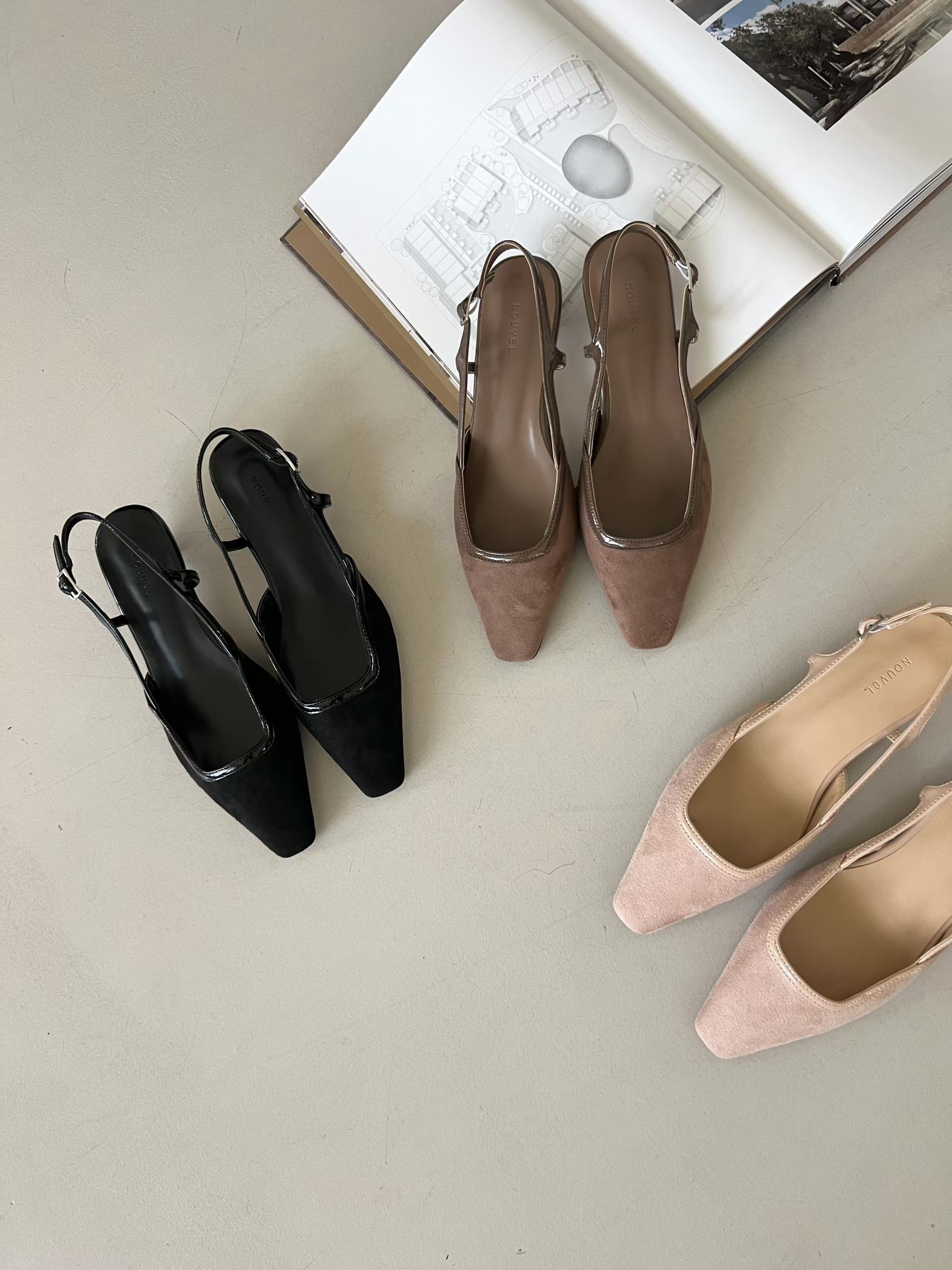 ♥︎秋冬絨面Slingback pumps (踭高4cm)