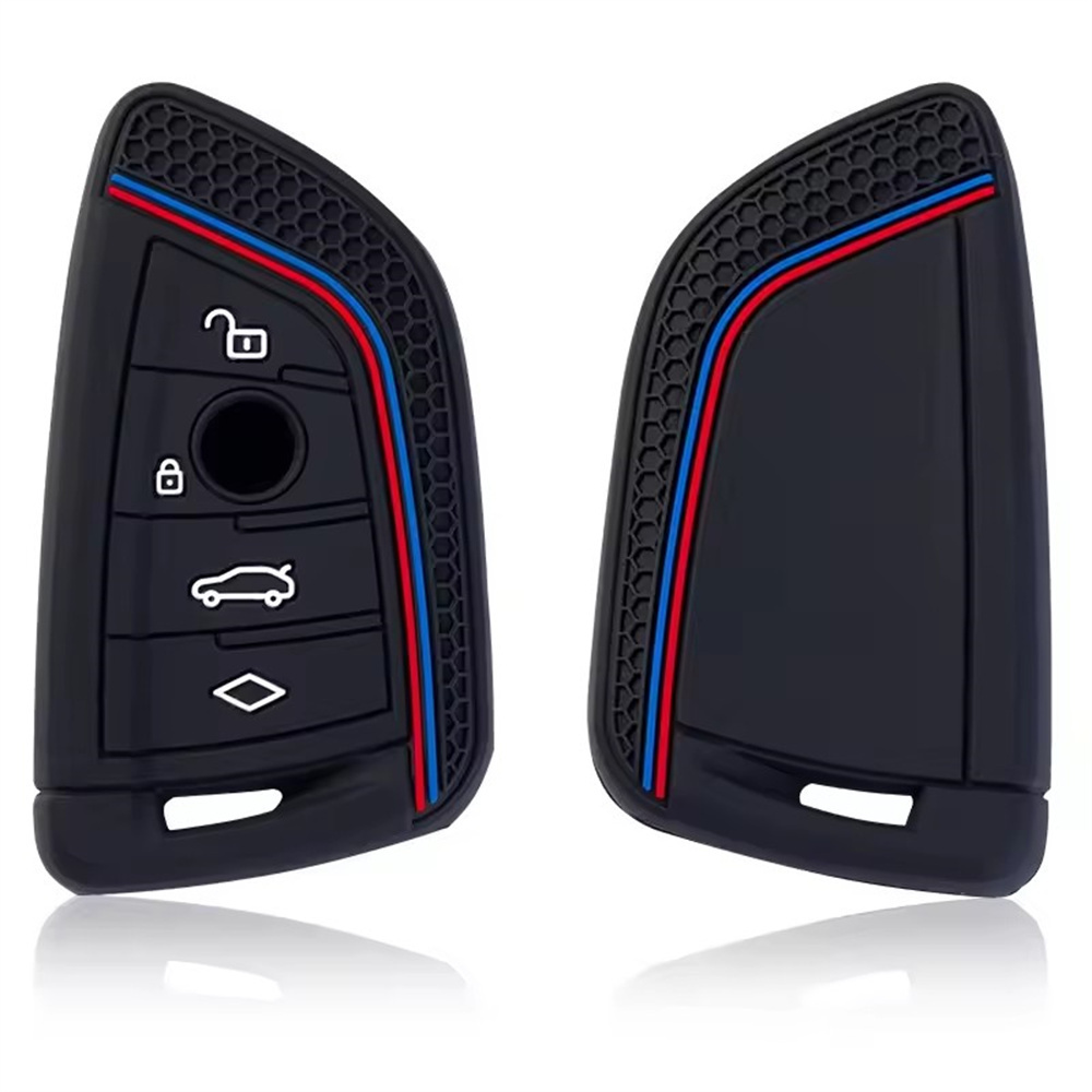 適用於寶馬1 2 3 5 7系硅膠鑰匙套 4鍵黑 UA0543