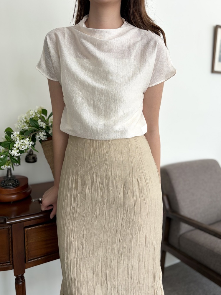 Crinkle Mermaid Skirt (Warm Beige)