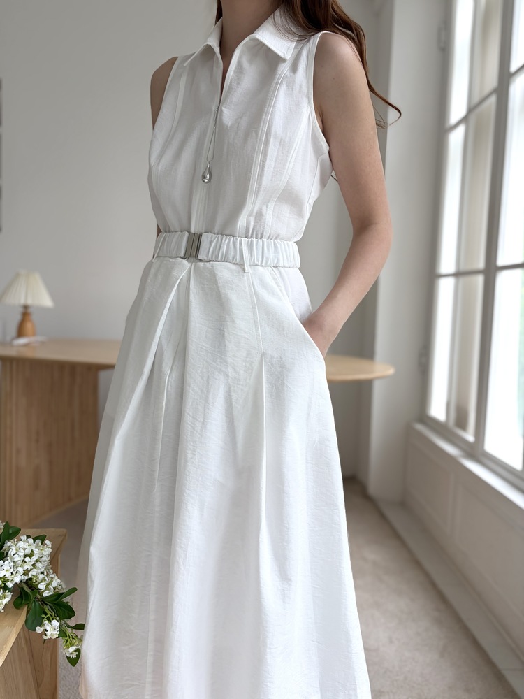 Jardin Belted Zip-Front Dress