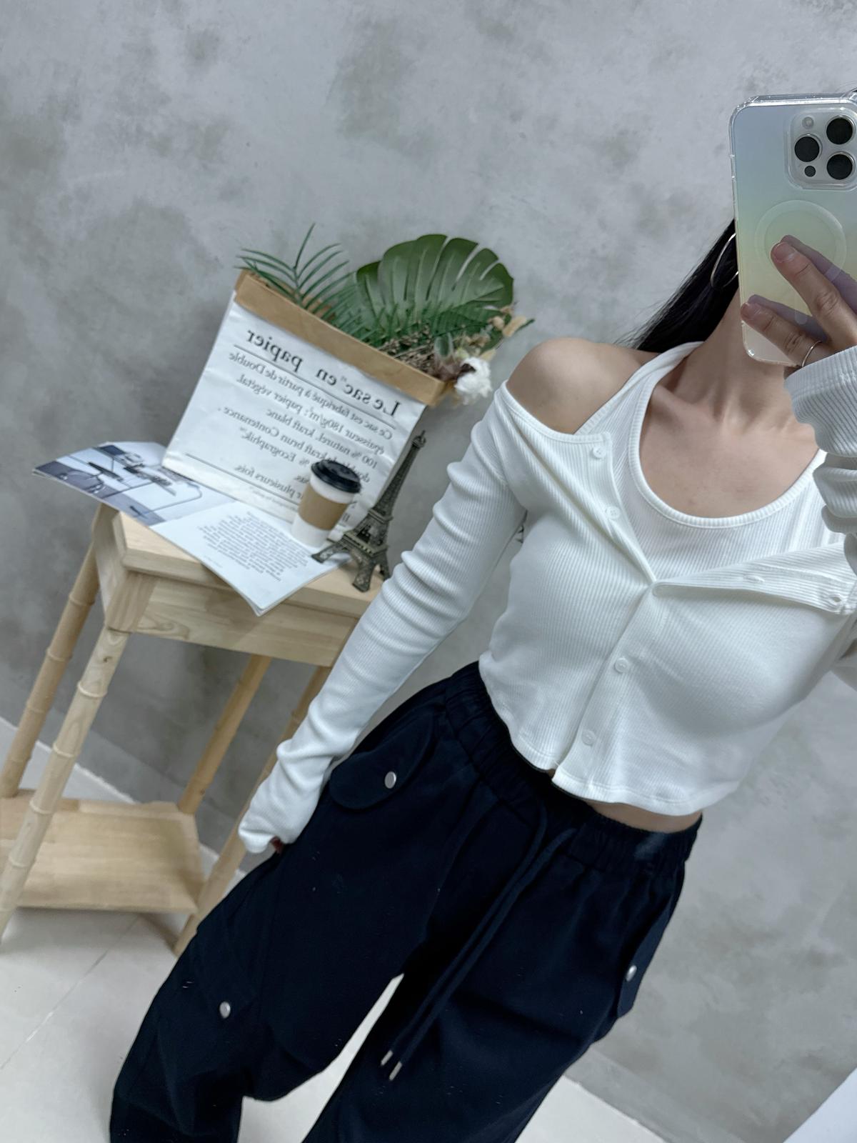 D01 假兩件掛頸top