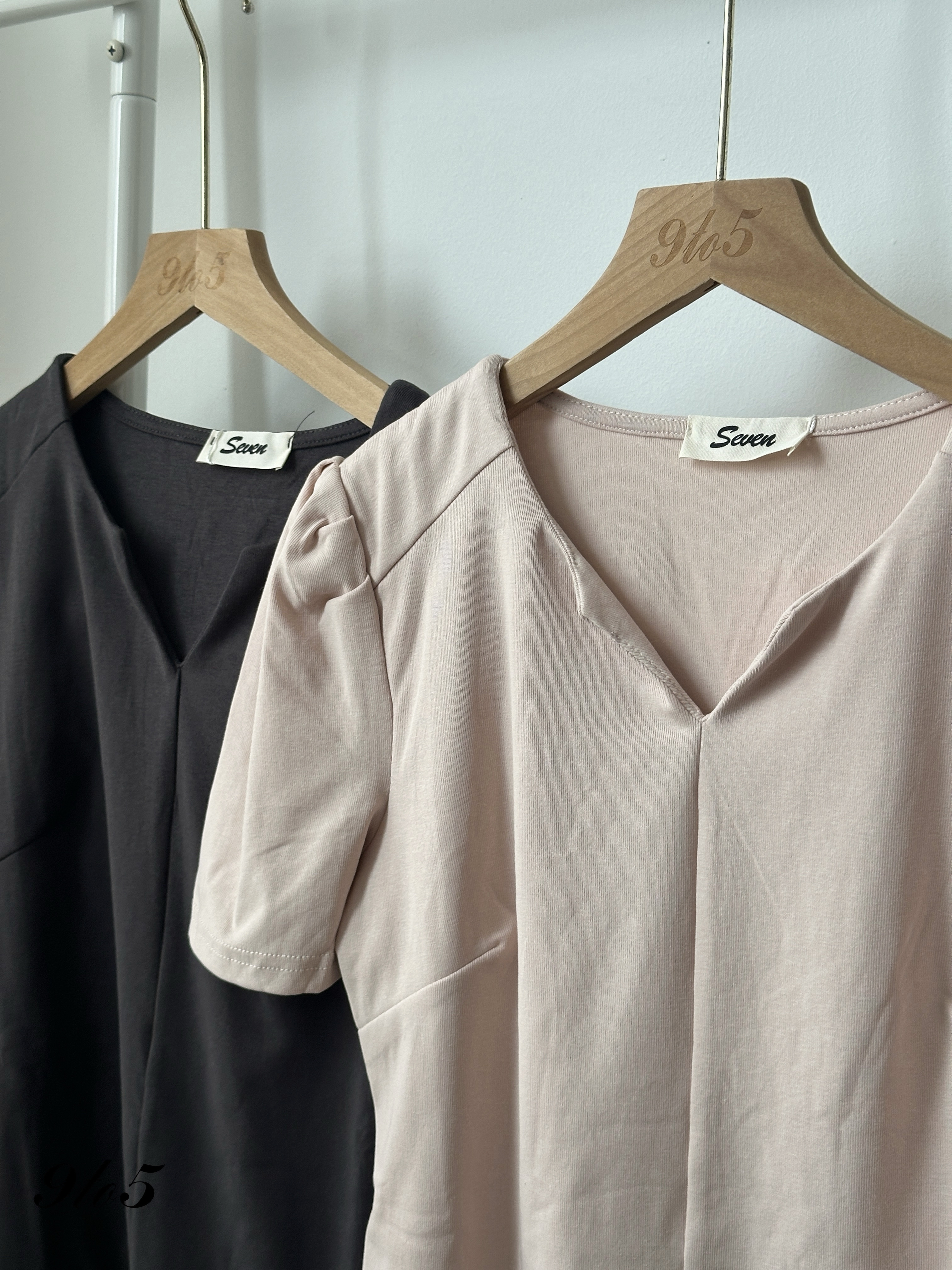 T4104 Puff Sleeve V Neck Top - 4 Colors 