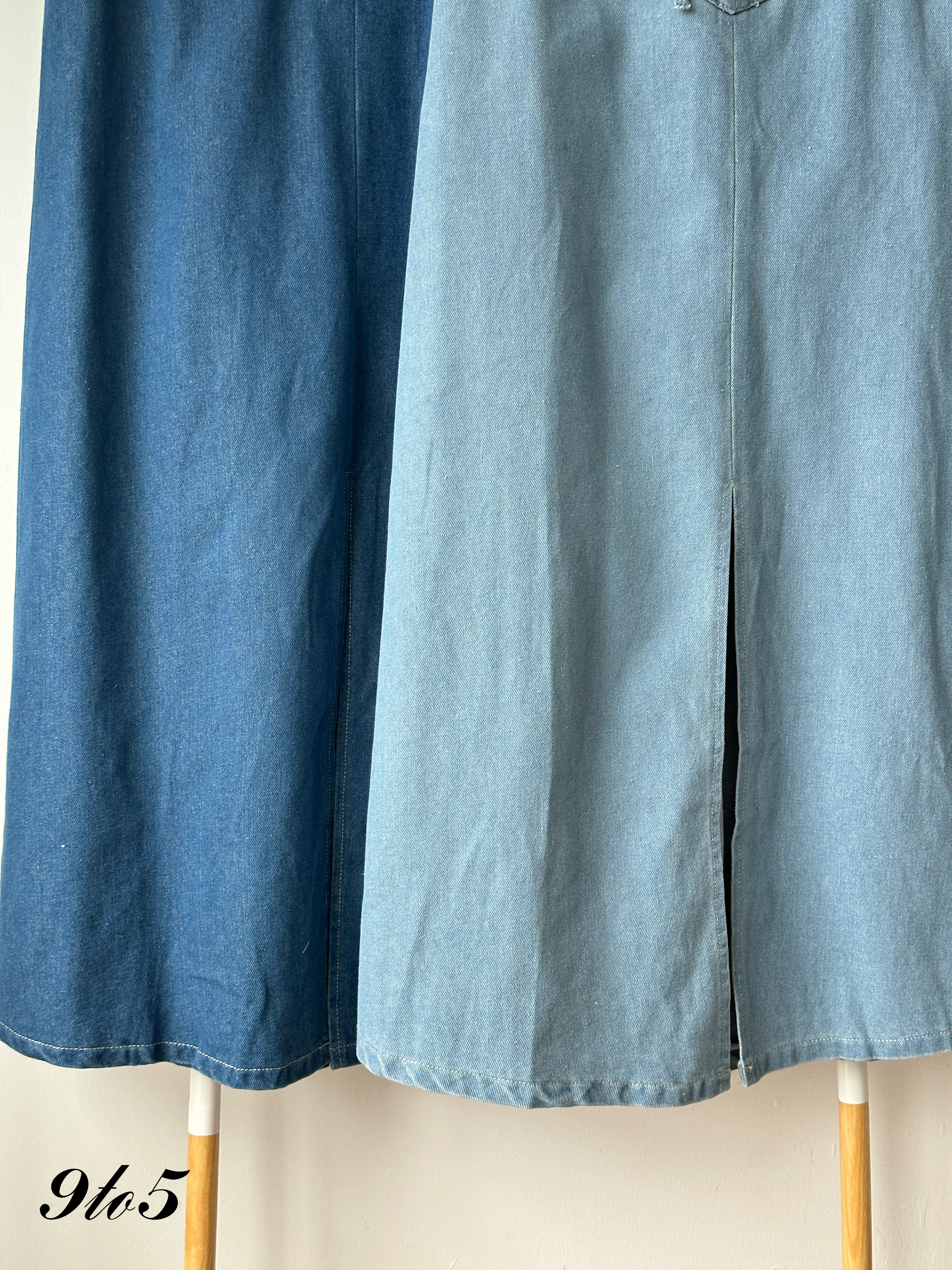 S1972 A Line Denim Skirt - D.Blue & L.Blue
