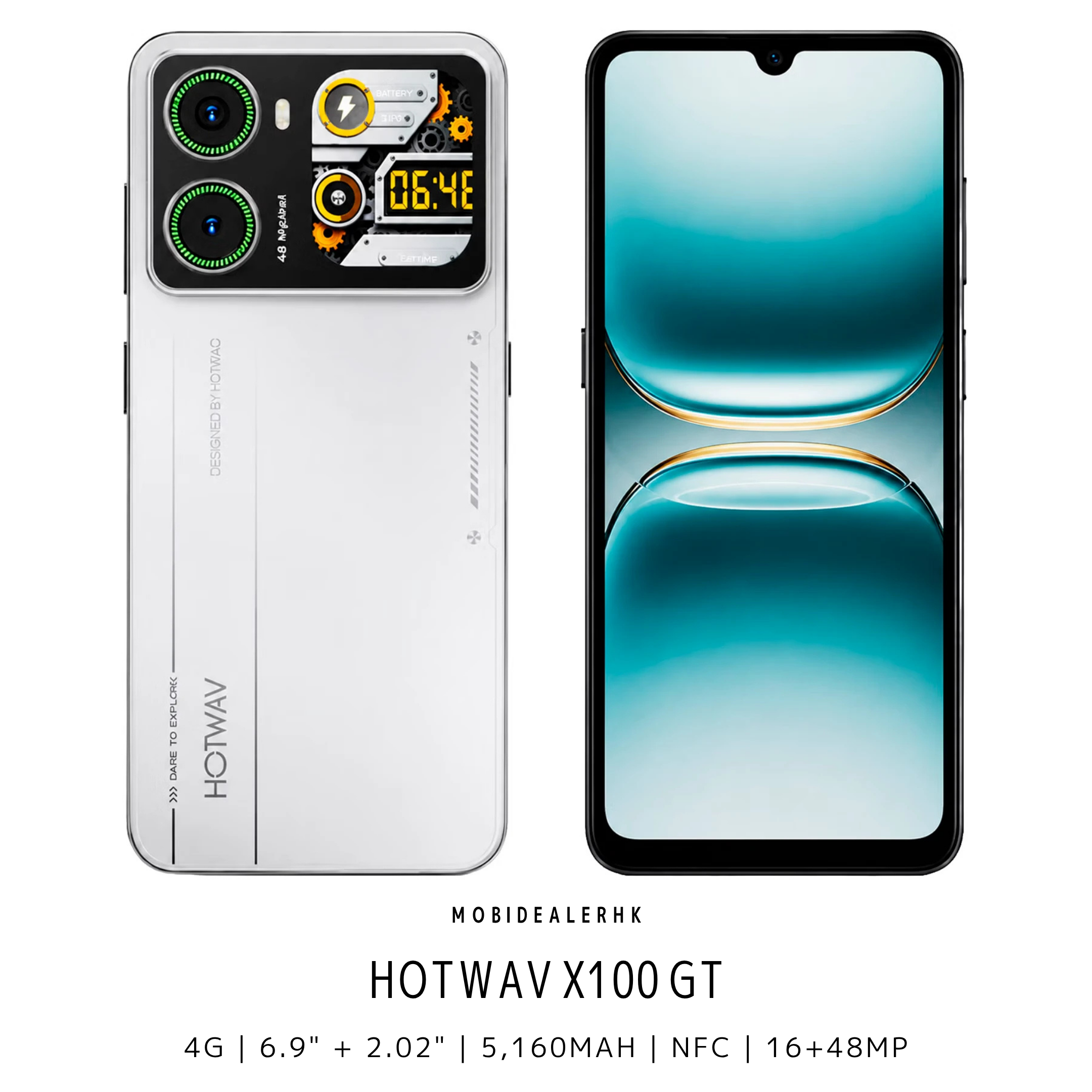 Hotwav X100 GT | 4G | 智能手機 | 6.9吋主屏 + 2.02吋副屏 | 48MP主鏡頭 | NFC