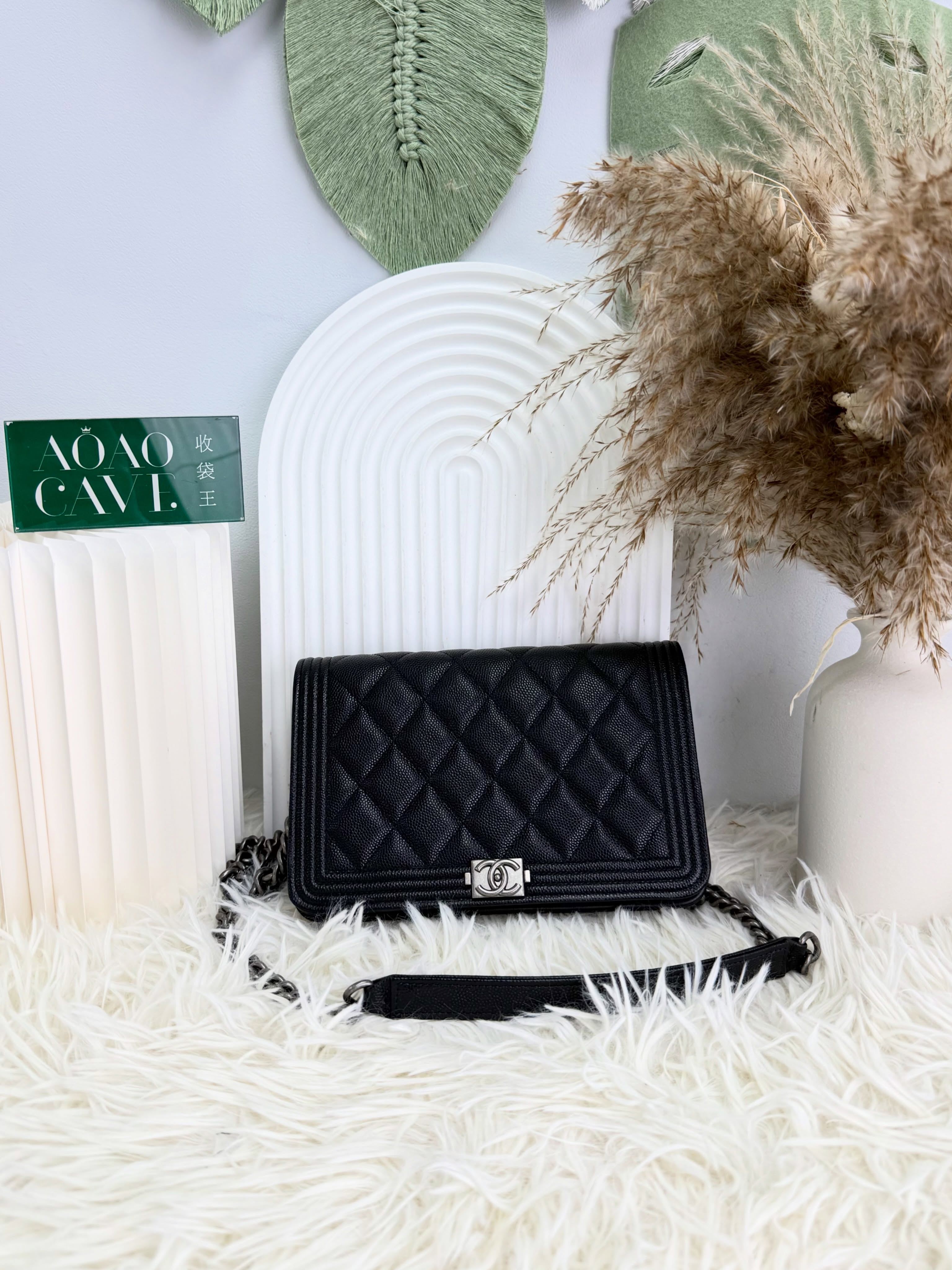 Chanel👜 PRE OWNED 🛍️黑色leboy woc 晶片款 全套 有單 🖤 