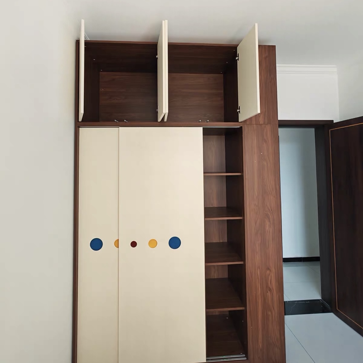實木橡木兒童衣櫃 家用睡房兒童房 男女童收納推拉門衣櫃 wardrobe