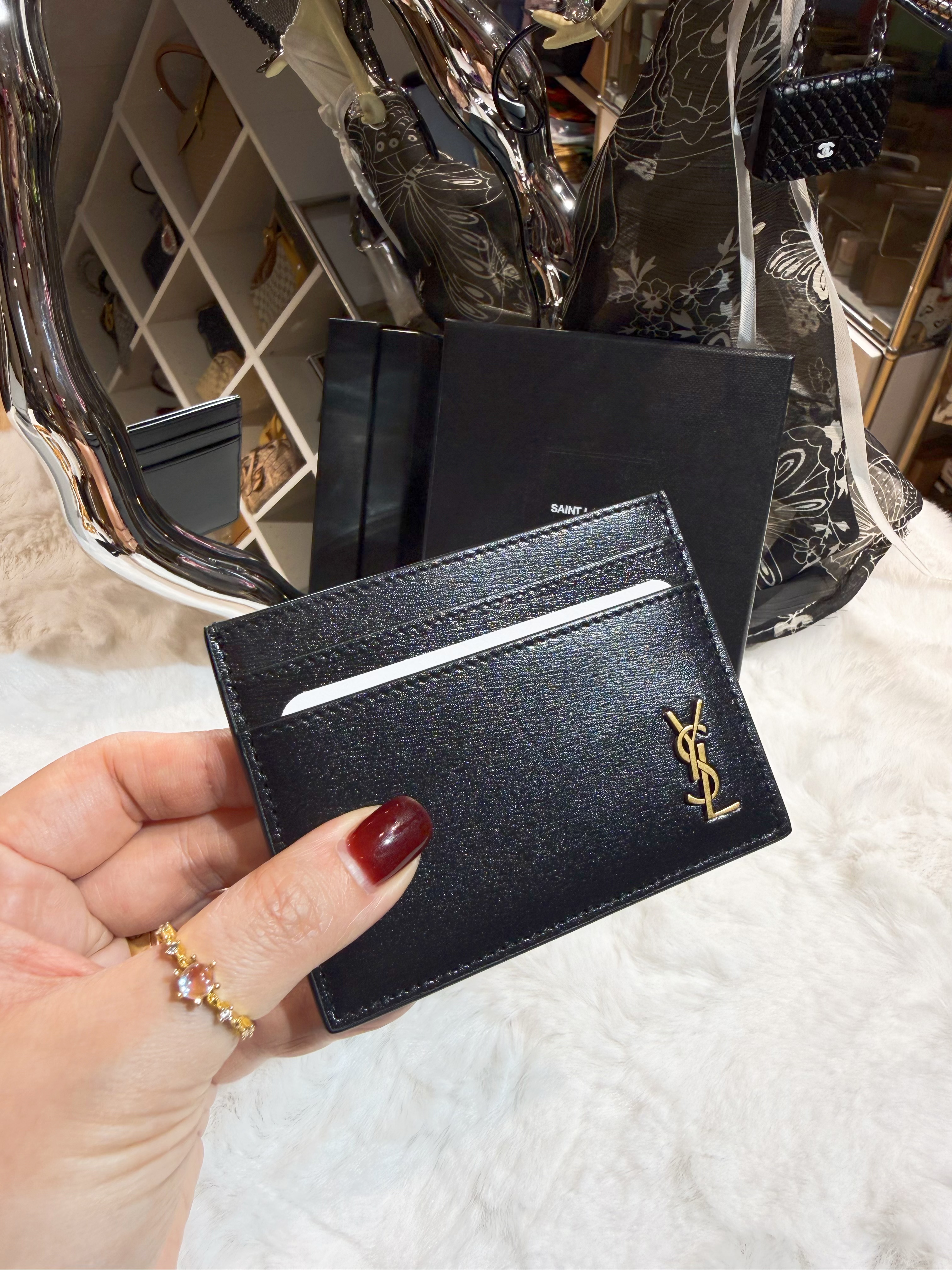YSL card holder small logo/blk/G