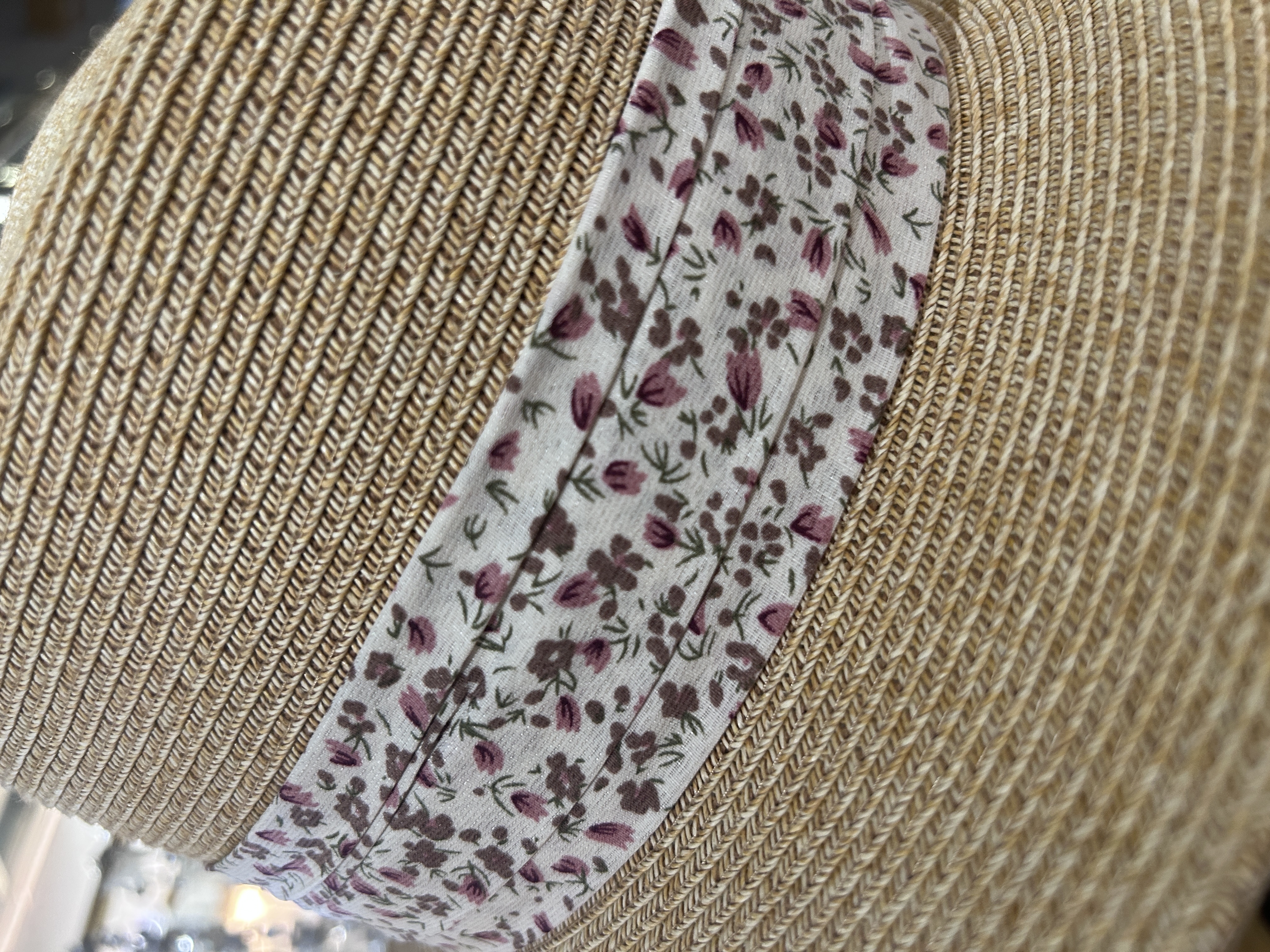 小碎花帶圈草帽