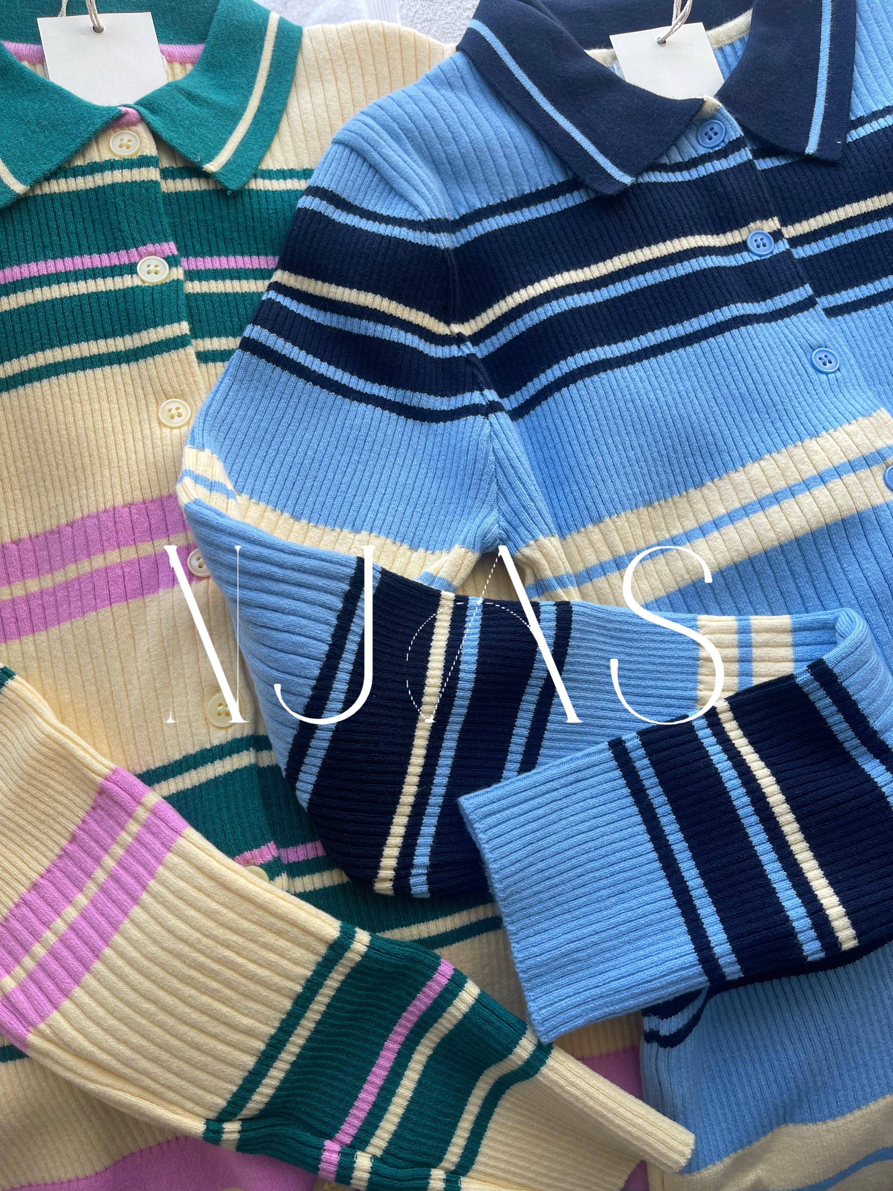 Retro rainbain ribbed knit top